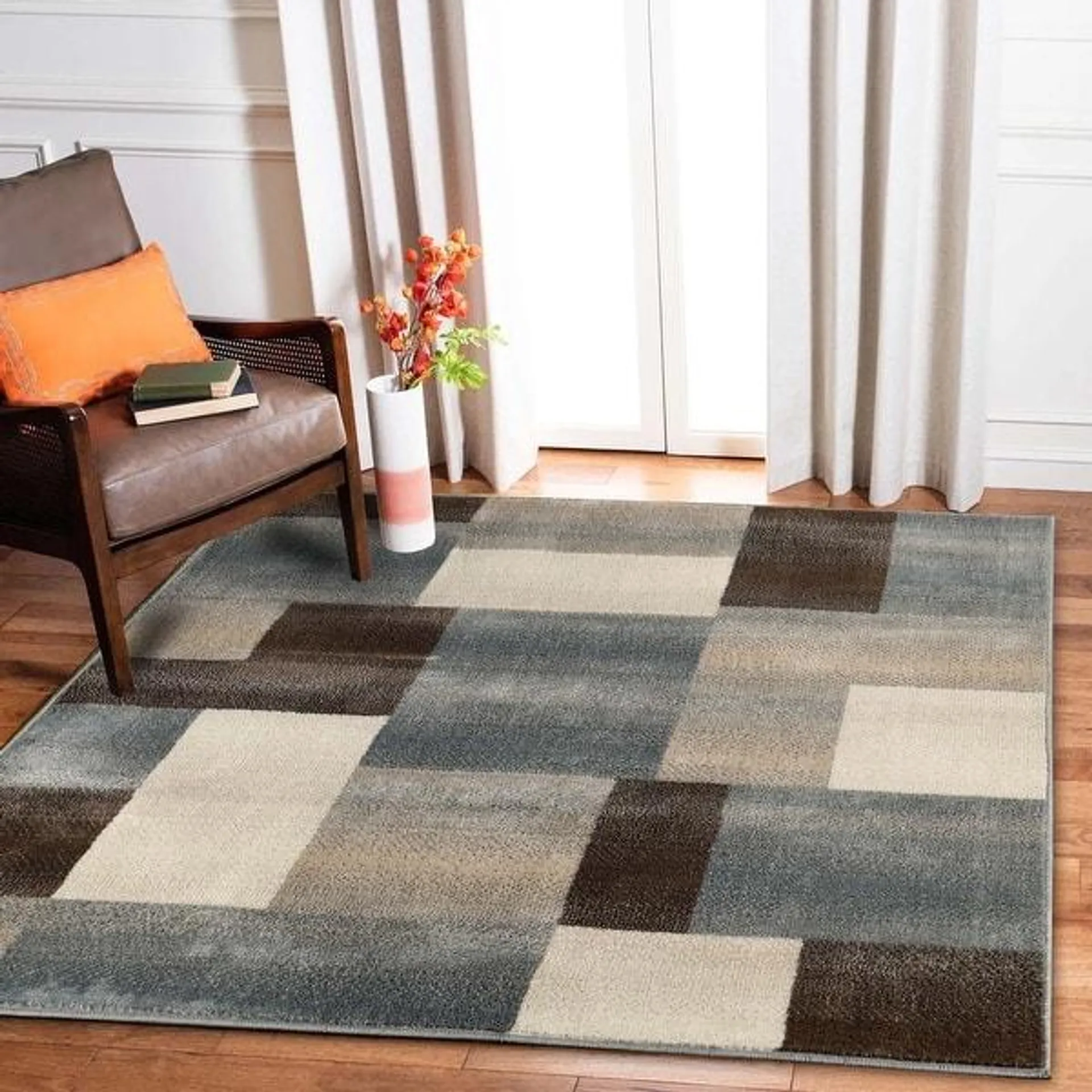 Superior Clifton Geometric Color Block Modern Indoor Area Rug or Runner