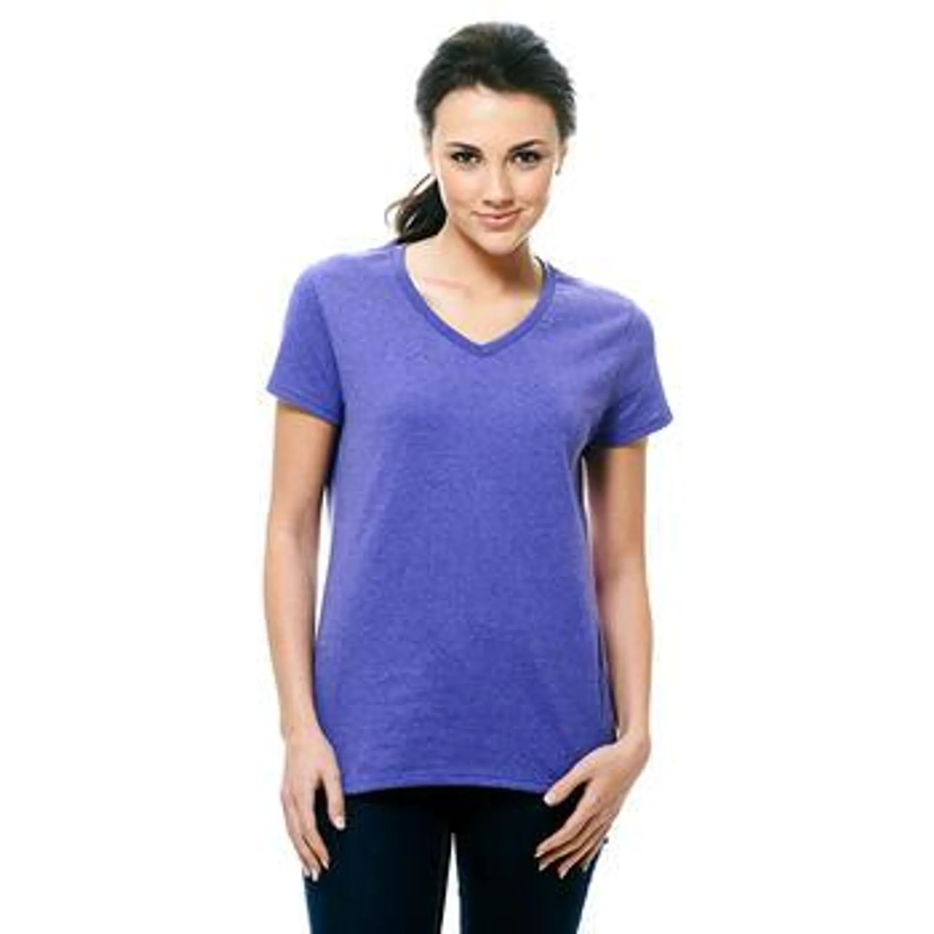 Womens Starting Point Straight Hem Short Sleeve V-Neck T-Shirt