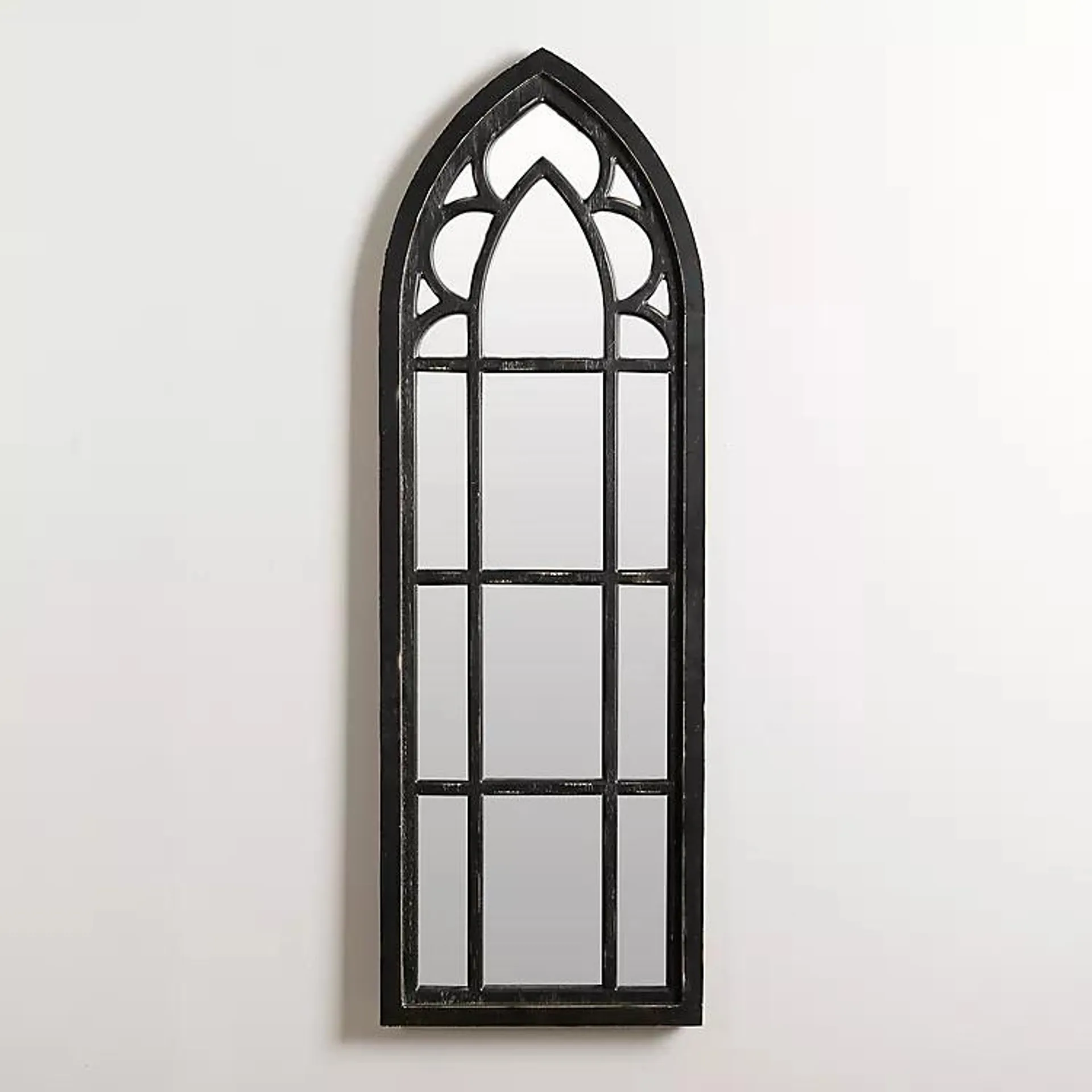 Black Wood Cathedral Wall Mirror, 47 in.