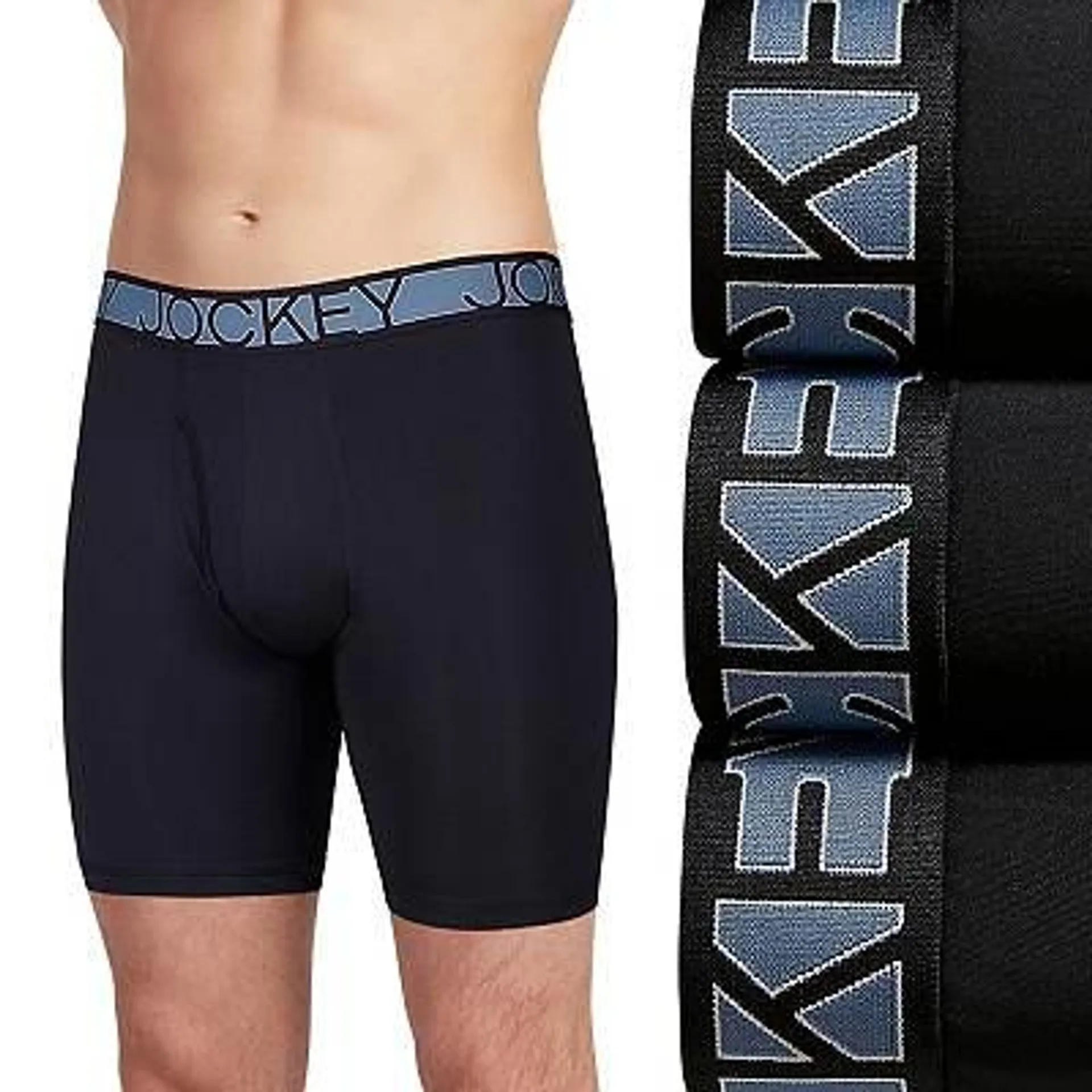 Men's Jockey 3-Pack Active Microfiber 9" Long Leg Boxer Briefs