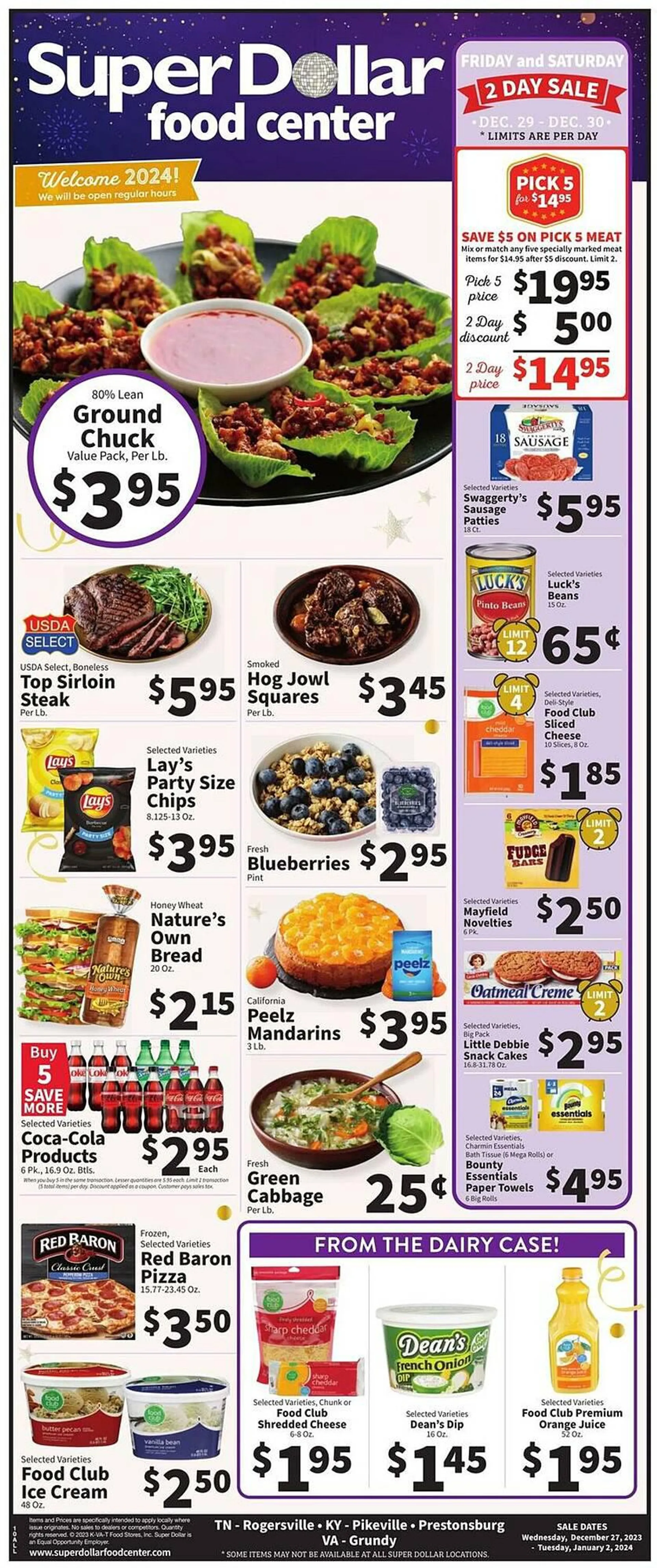 Weekly ad Super Dollar Food Center Weekly Ad from December 27 to January 2 2024 - Page 1