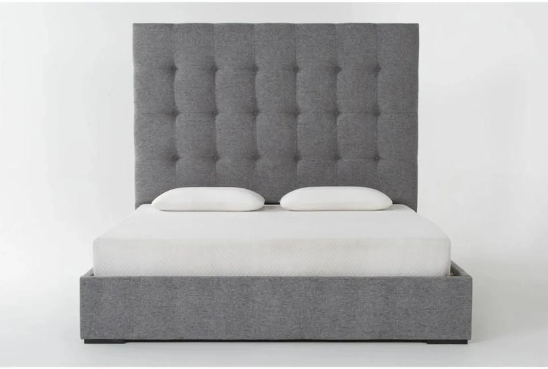 Vera Dream Graphite Box Tufted 68" High Queen Upholstered Platform Bed