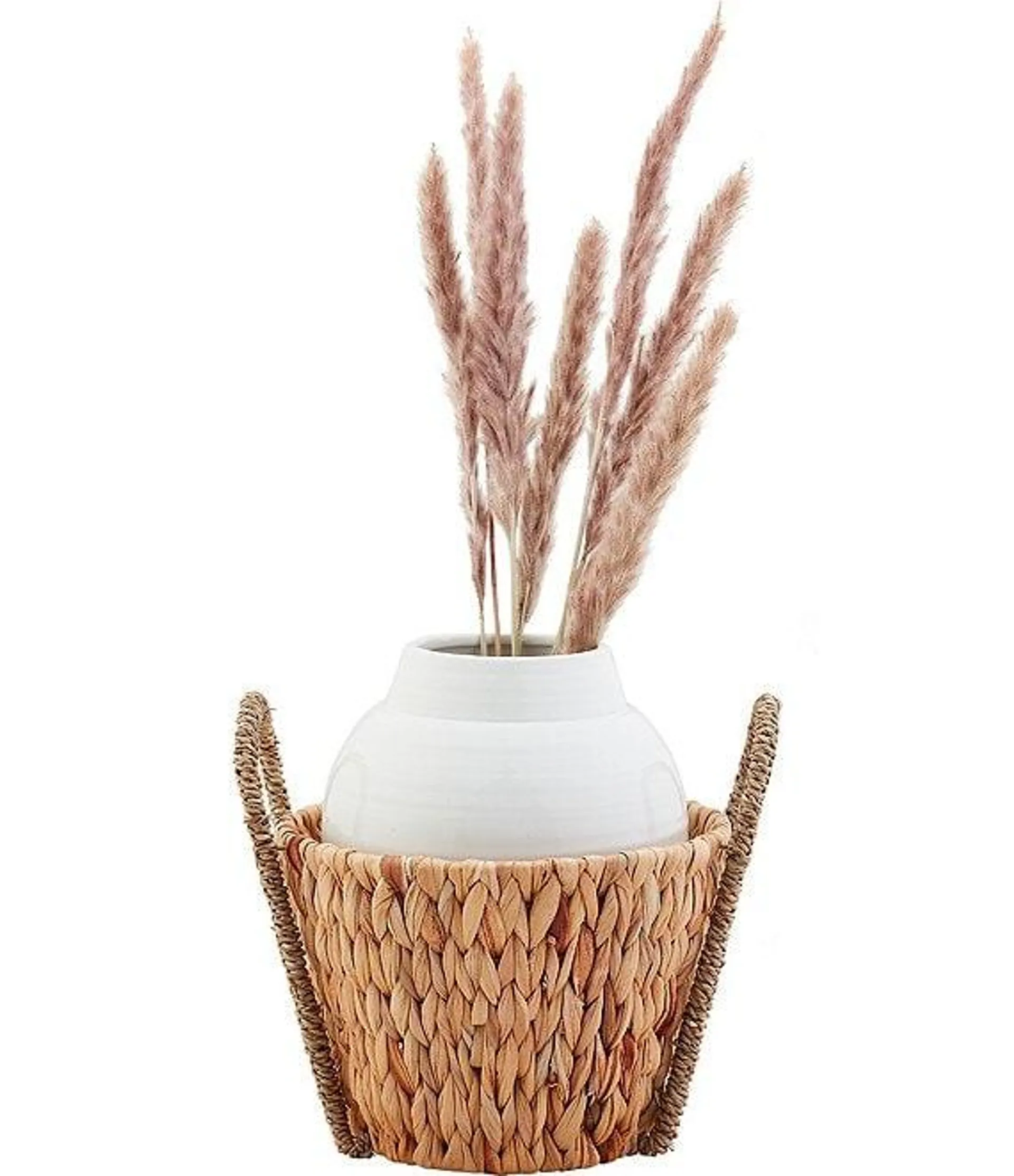 Woven Seagrass & Dolomite Large Vase