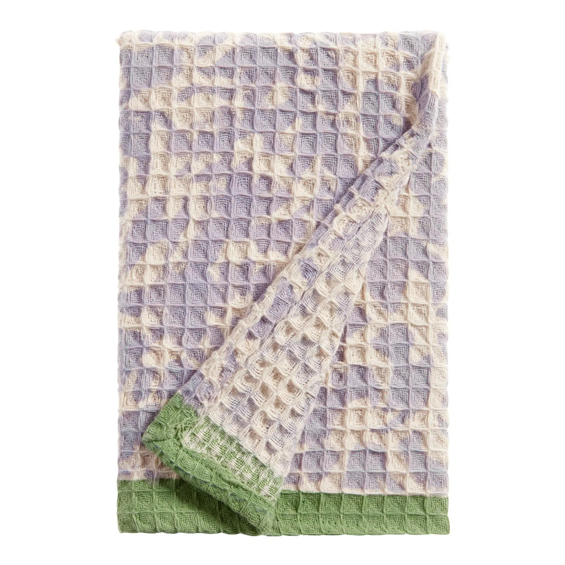 Audrey Lavender Floral Block Print Waffle Weave Hand Towel