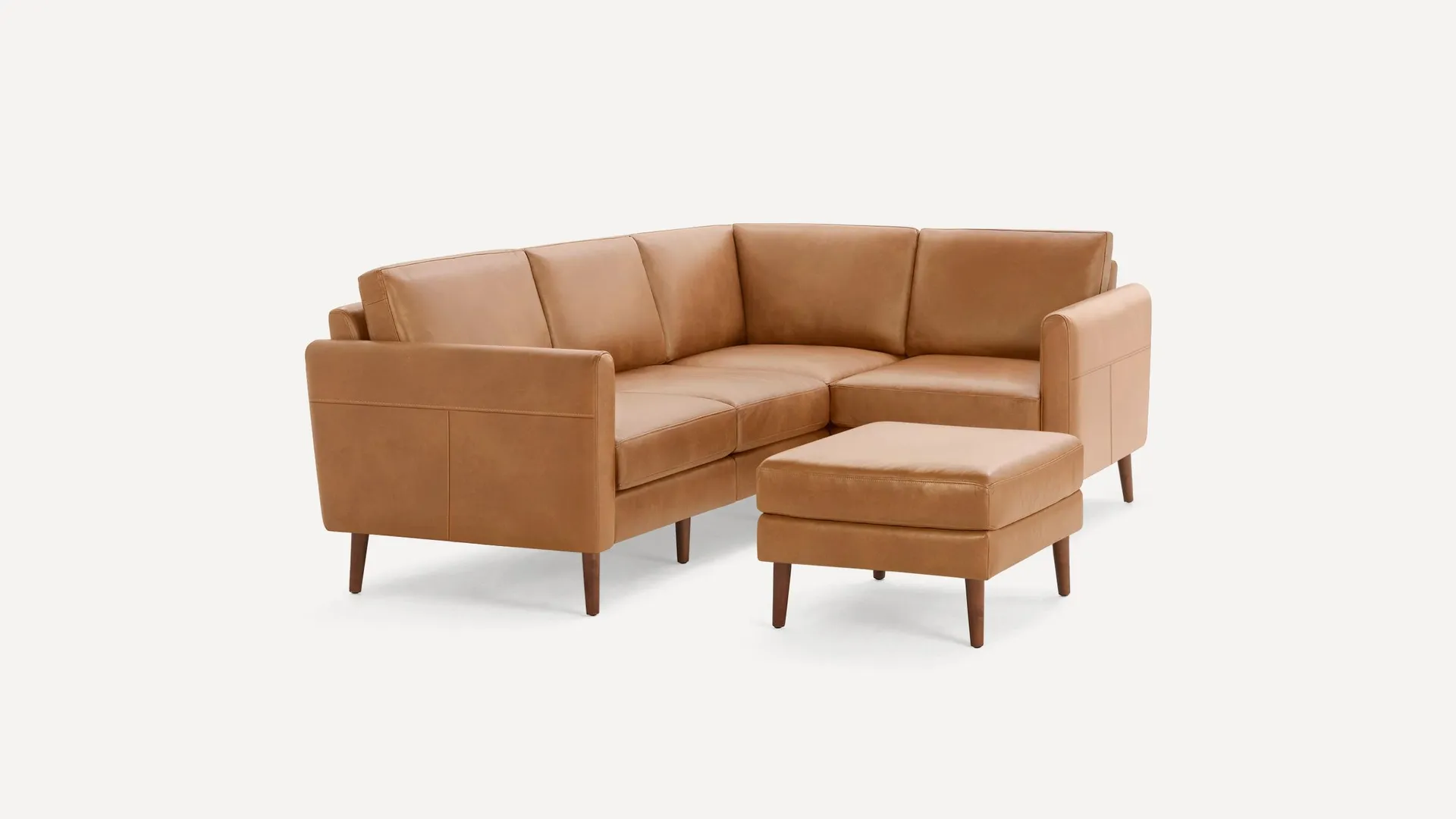 Arch Nomad Leather 4-Seat Corner Sectional with Ottoman