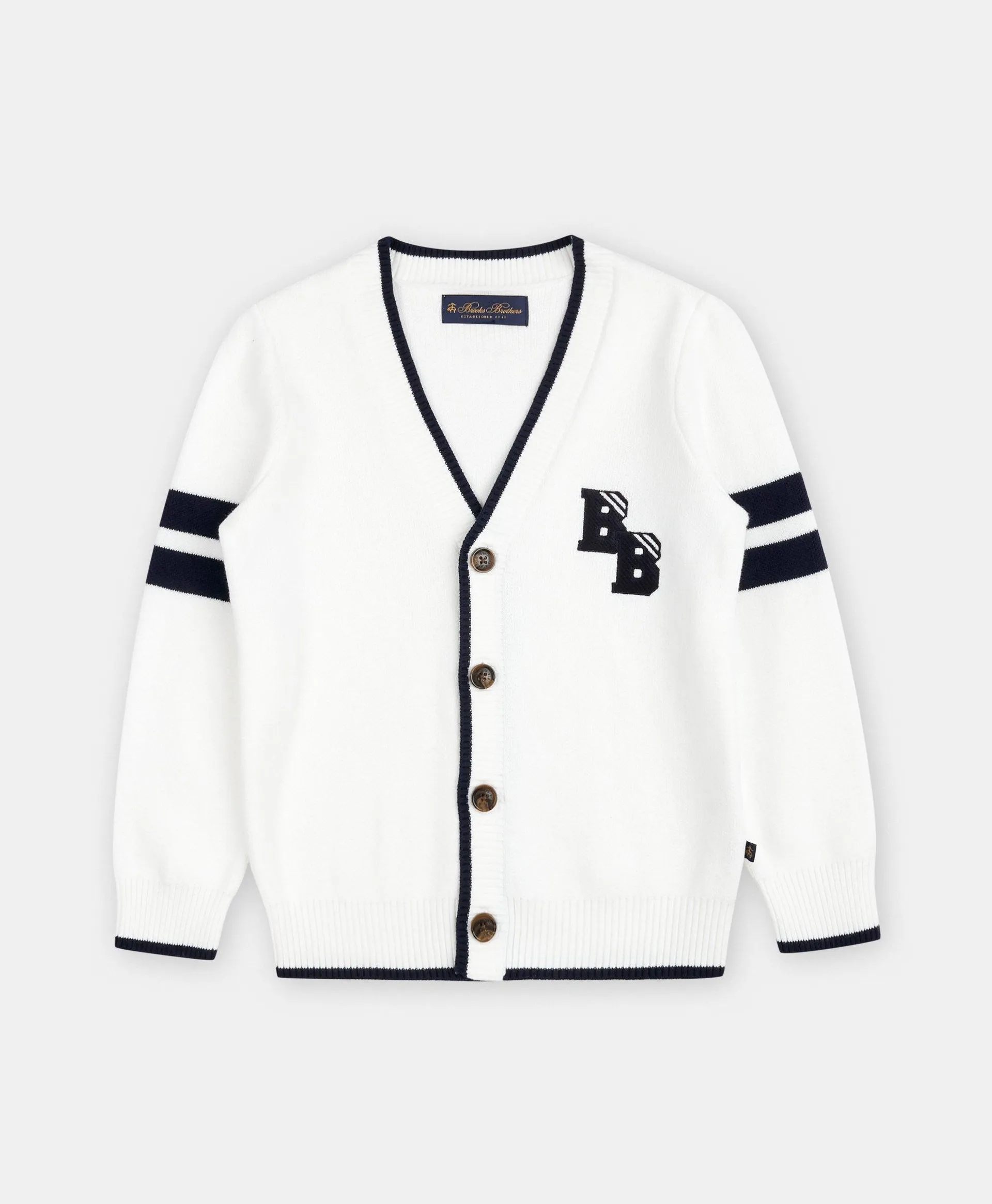 Boys Cotton Jacquard Varsity Cardigan