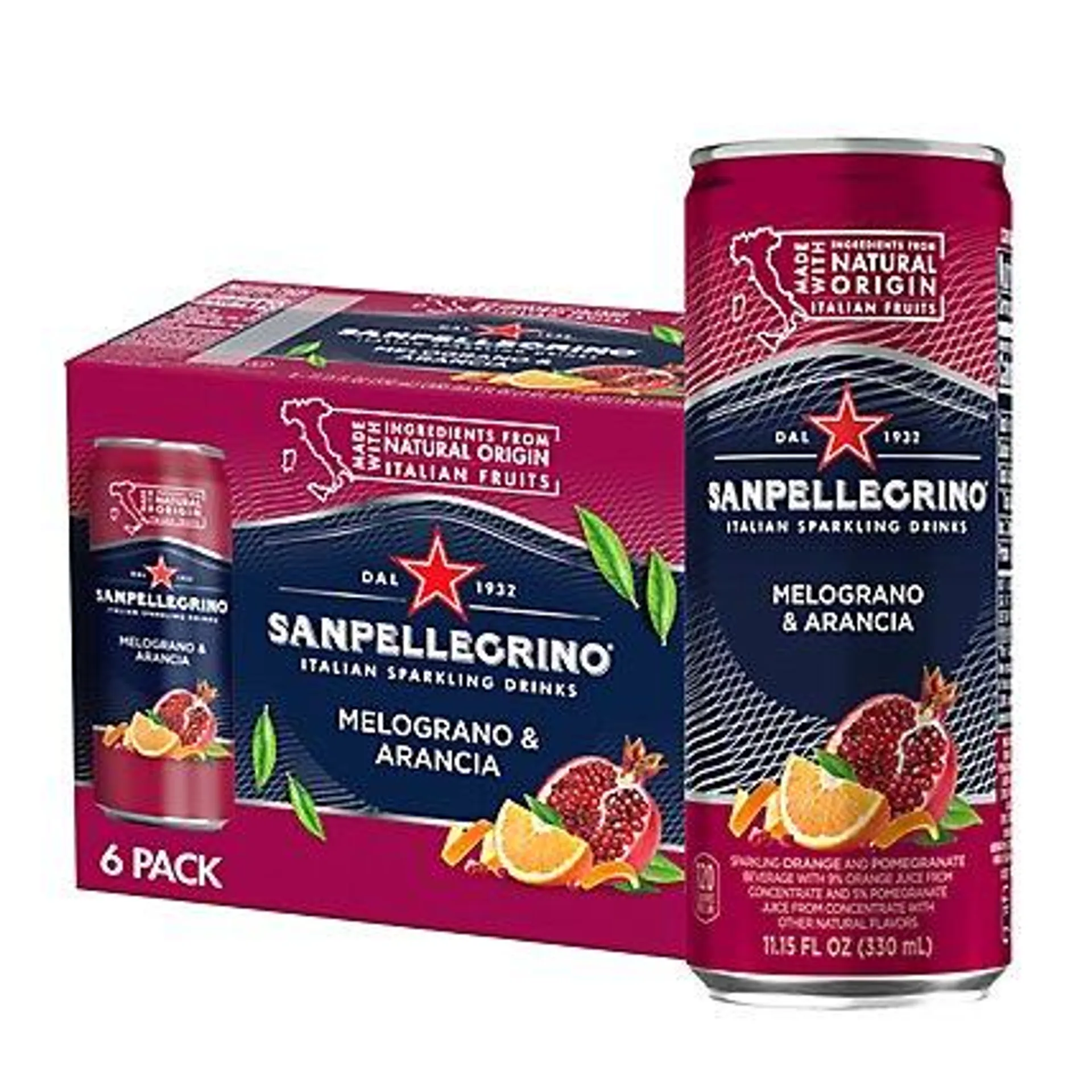 Sanpellegrino Melograno And Arancia Italian Sparkling Drinks In Can - 6-11.15 Fl. Oz.