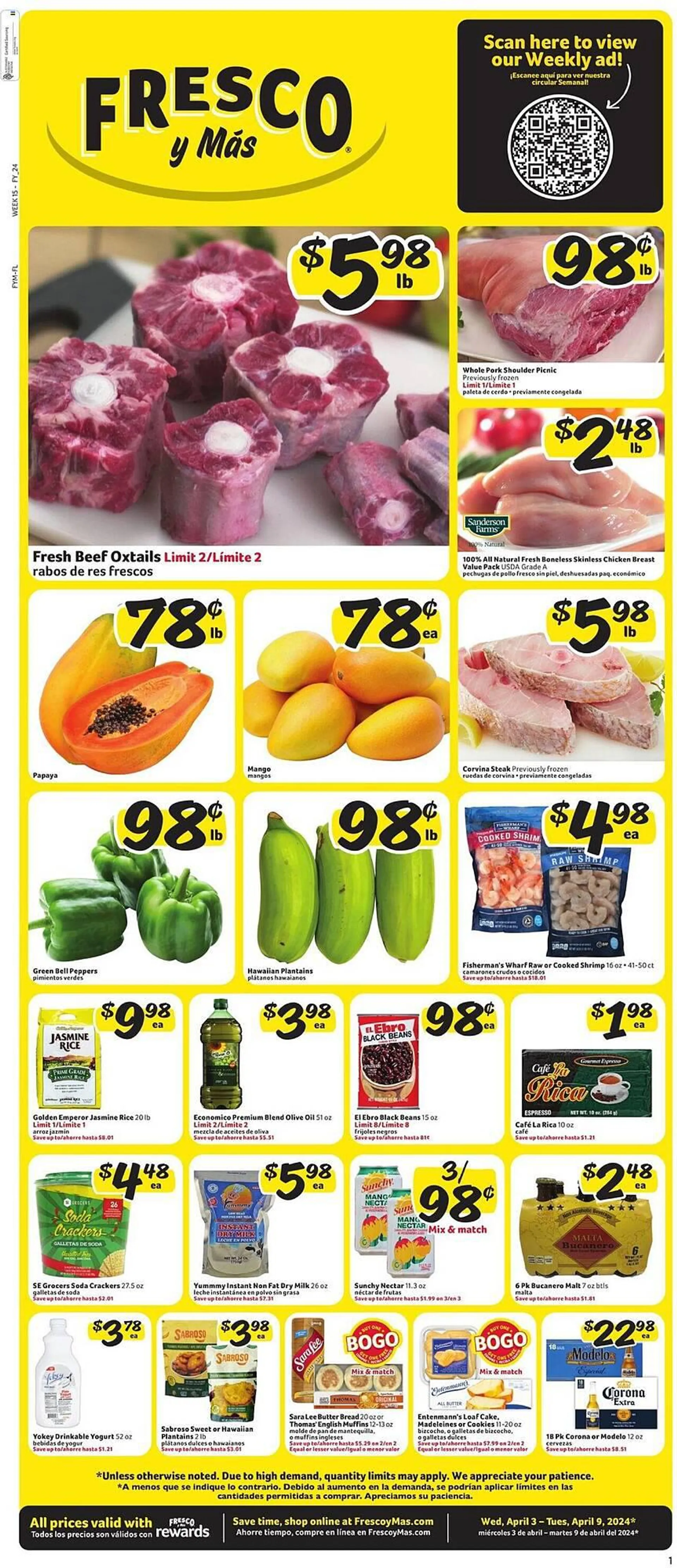 Weekly ad Fresco y Más Weekly Ad from April 3 to April 9 2024 - Page 1