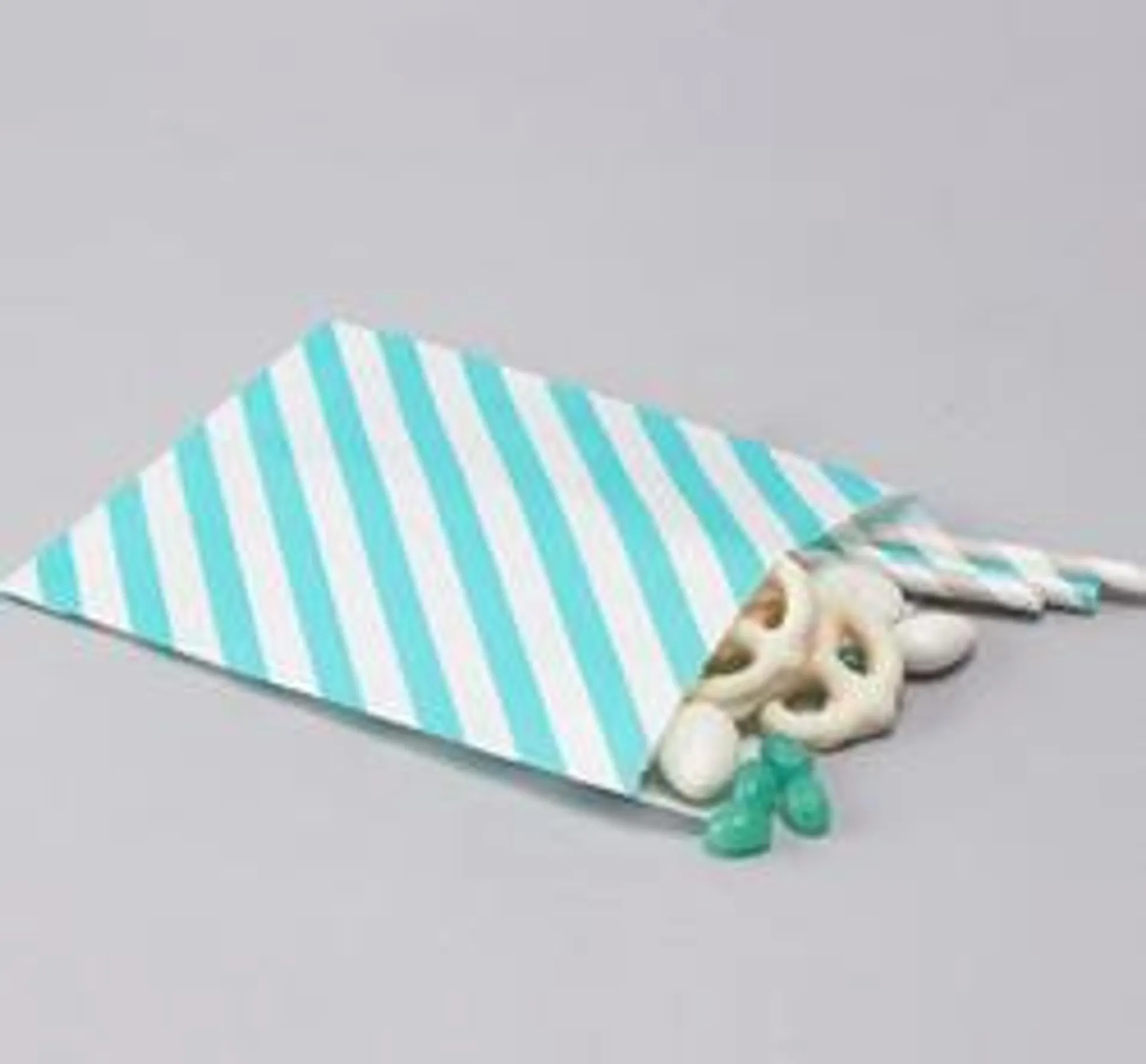 Aqua Stripes Paper Treat Bags (Package of 10 pieces)