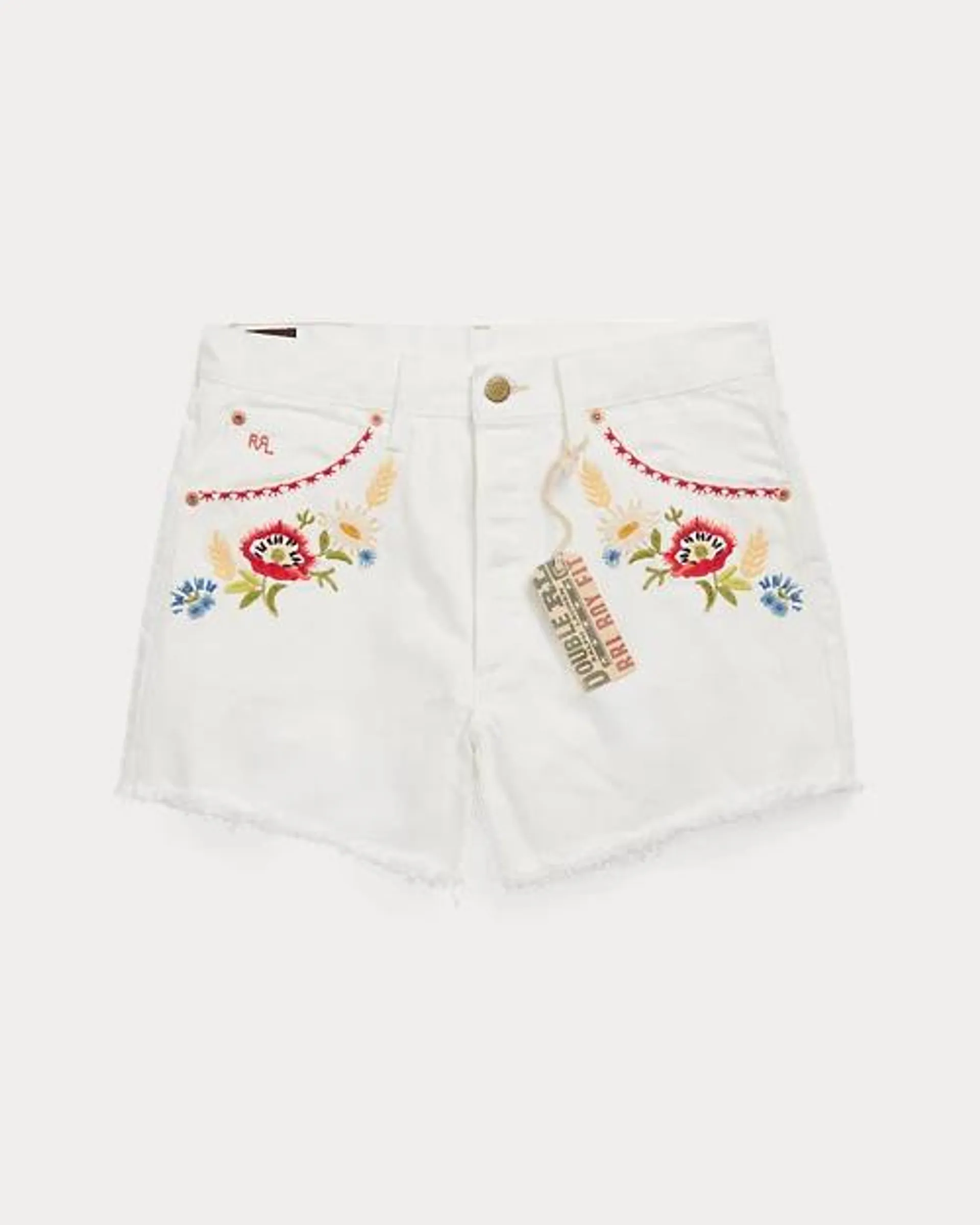 Embroidered Denim Short