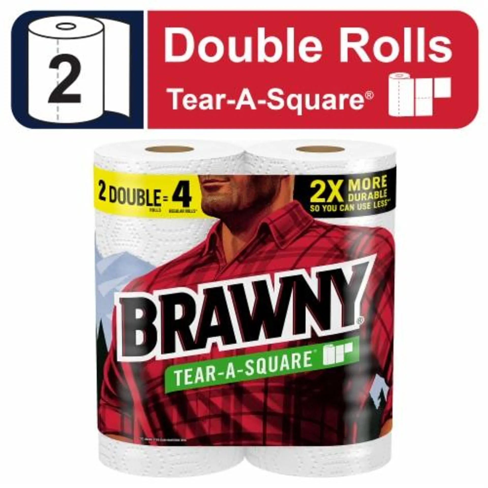 Brawny® Tear-A-Square® 3 Sheet Sizes Paper Towel Double Rolls