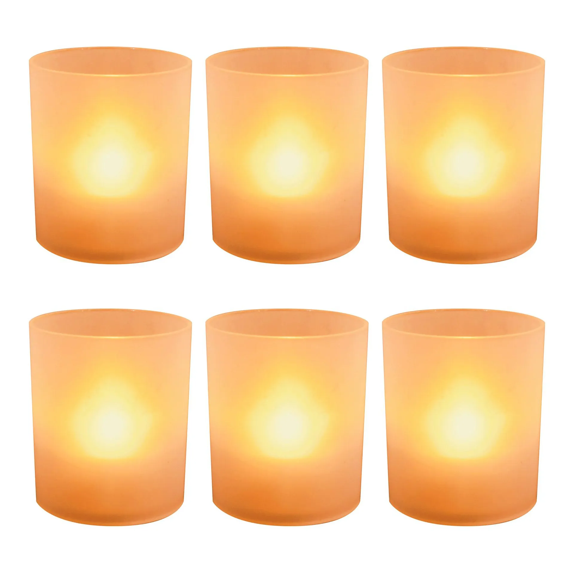 Frosted Votives with Battery Operated LED Lights Set of 6 Candles