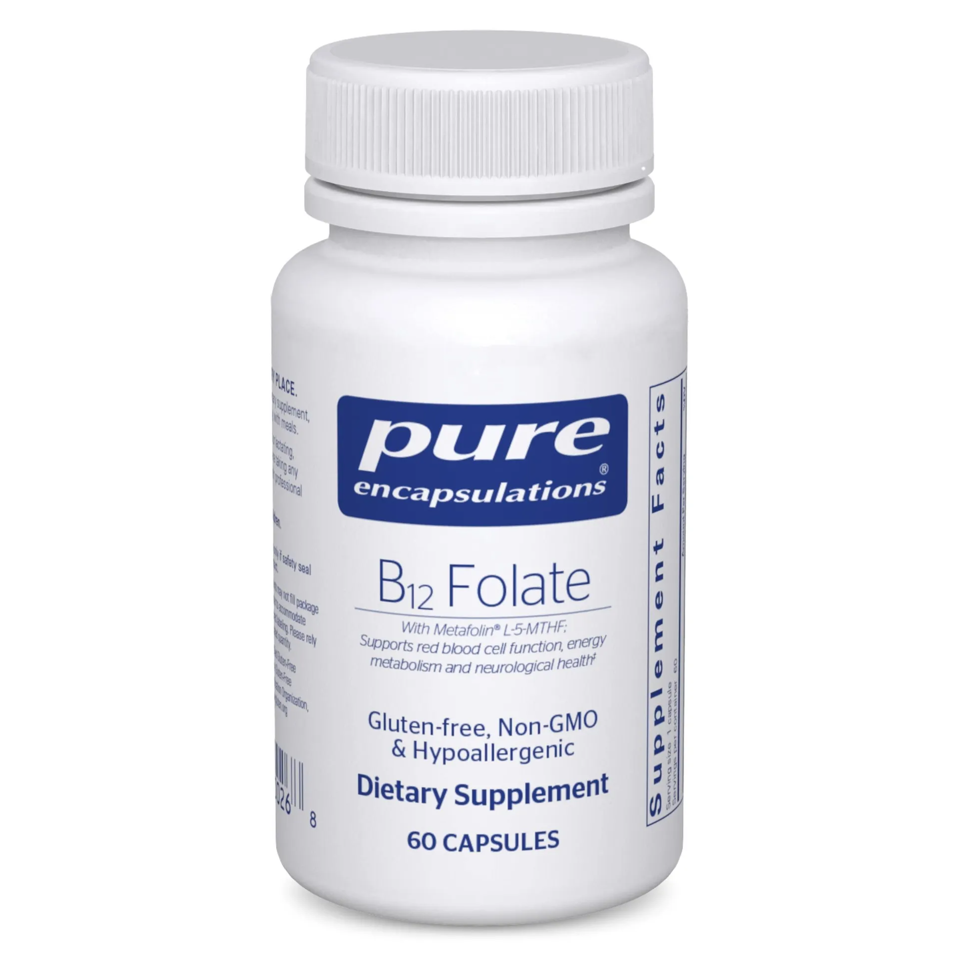 Pure Encapsulations B12 Folate Energy Supplement to Support Nerves 60 capsules