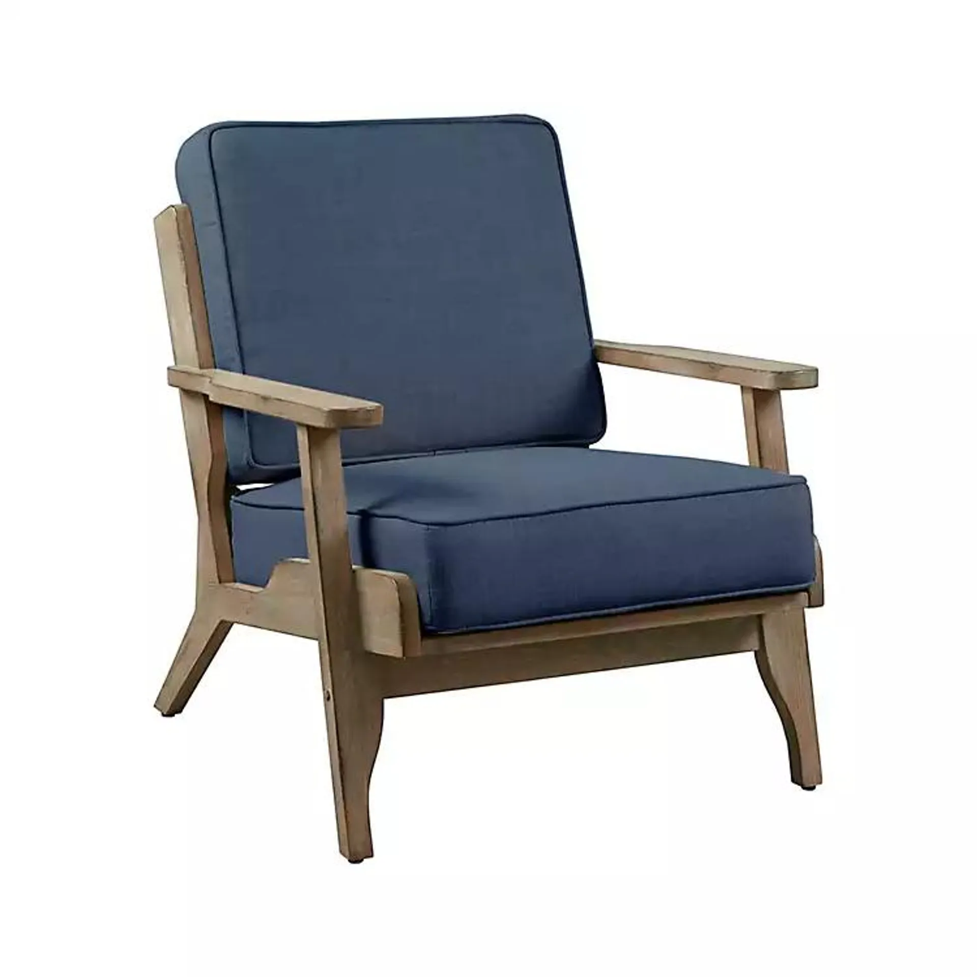 Blue Upholstered Driftwood Accent Chair
