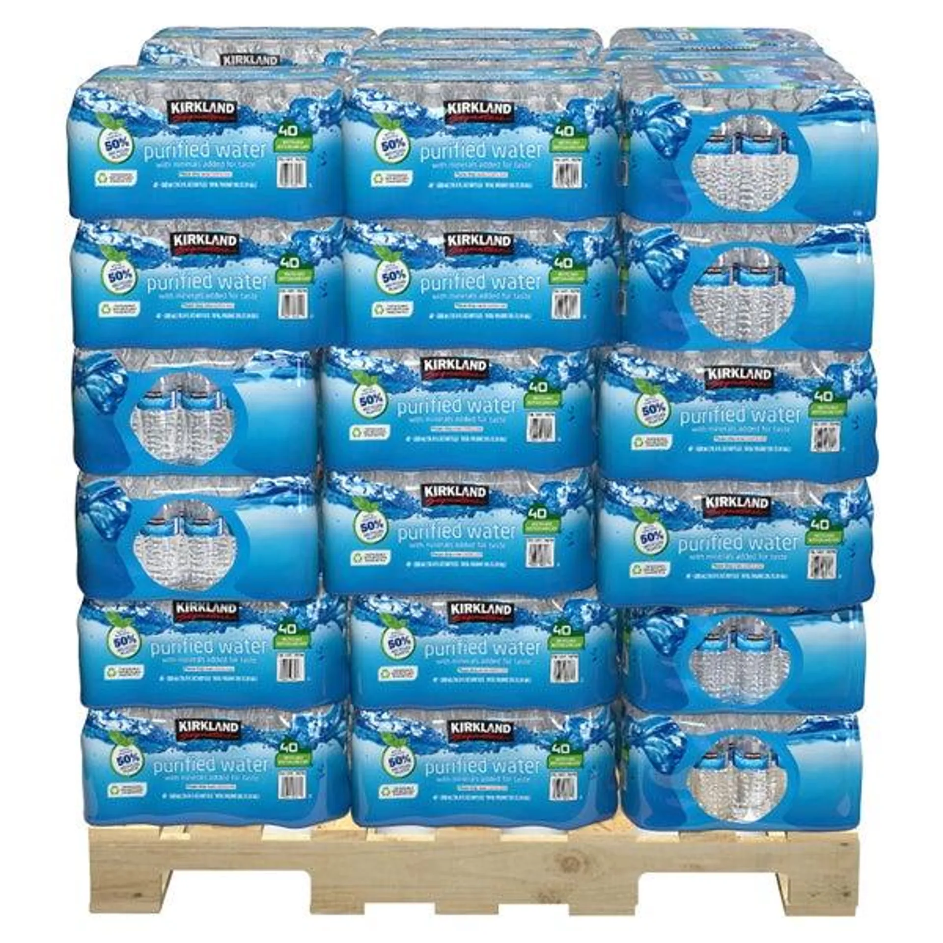 Kirkland Signature Bottled Water 16.9 fl oz, 40-count, 48 Case Pallet