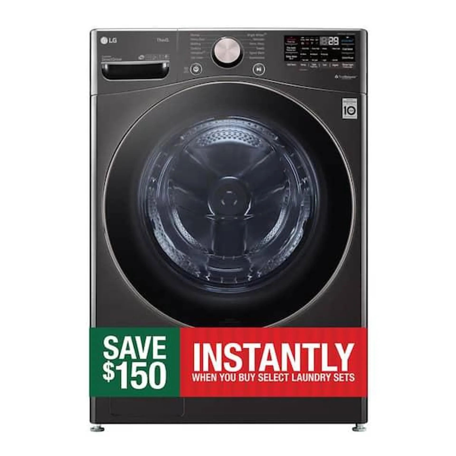 4.5 Cu. Ft. Stackable SMART Front Load Washer in Black Steel with Steam and TurboWash360 Technology