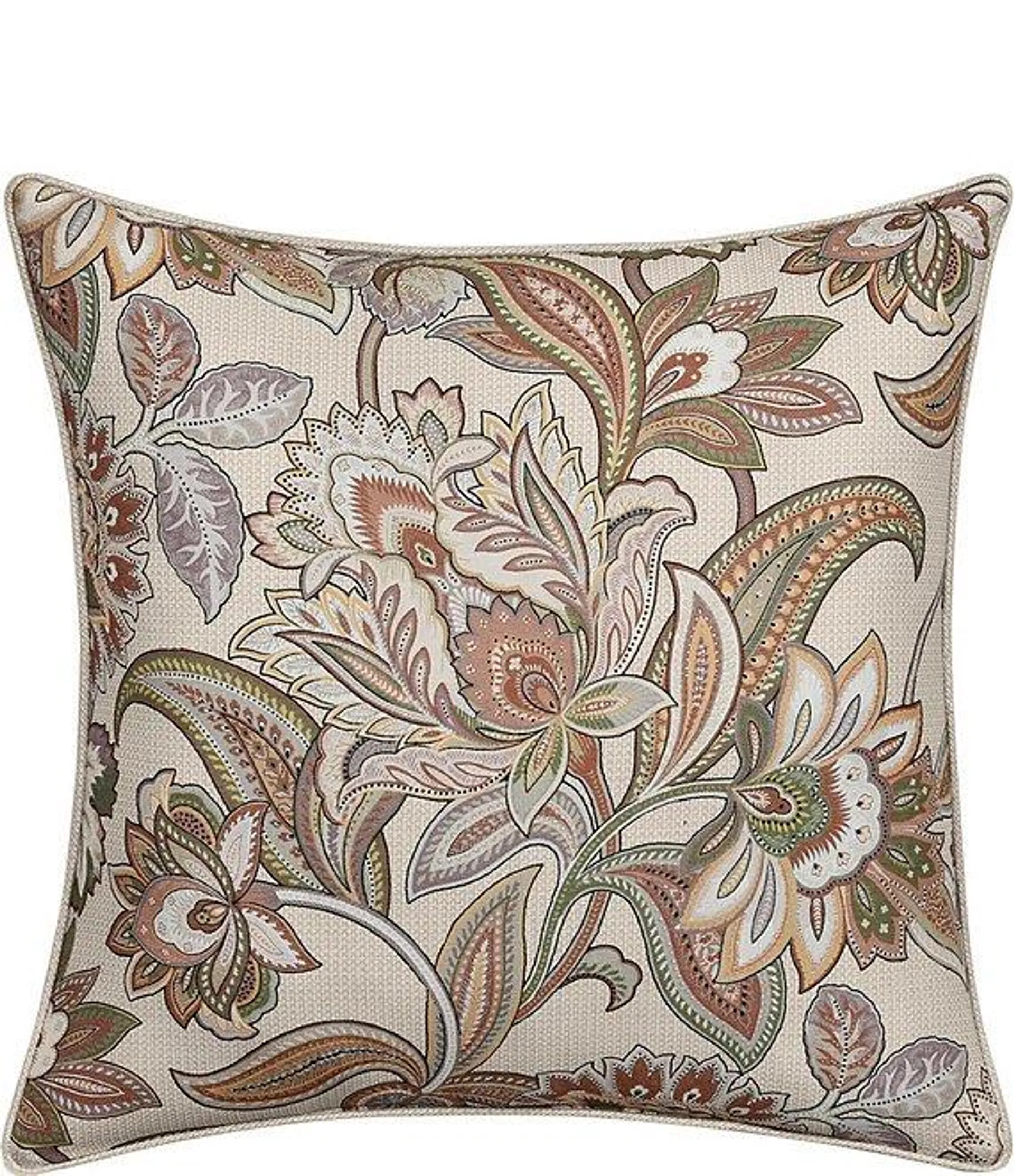 Captiva Jacobean Floral Printed Square Decorative Pillow