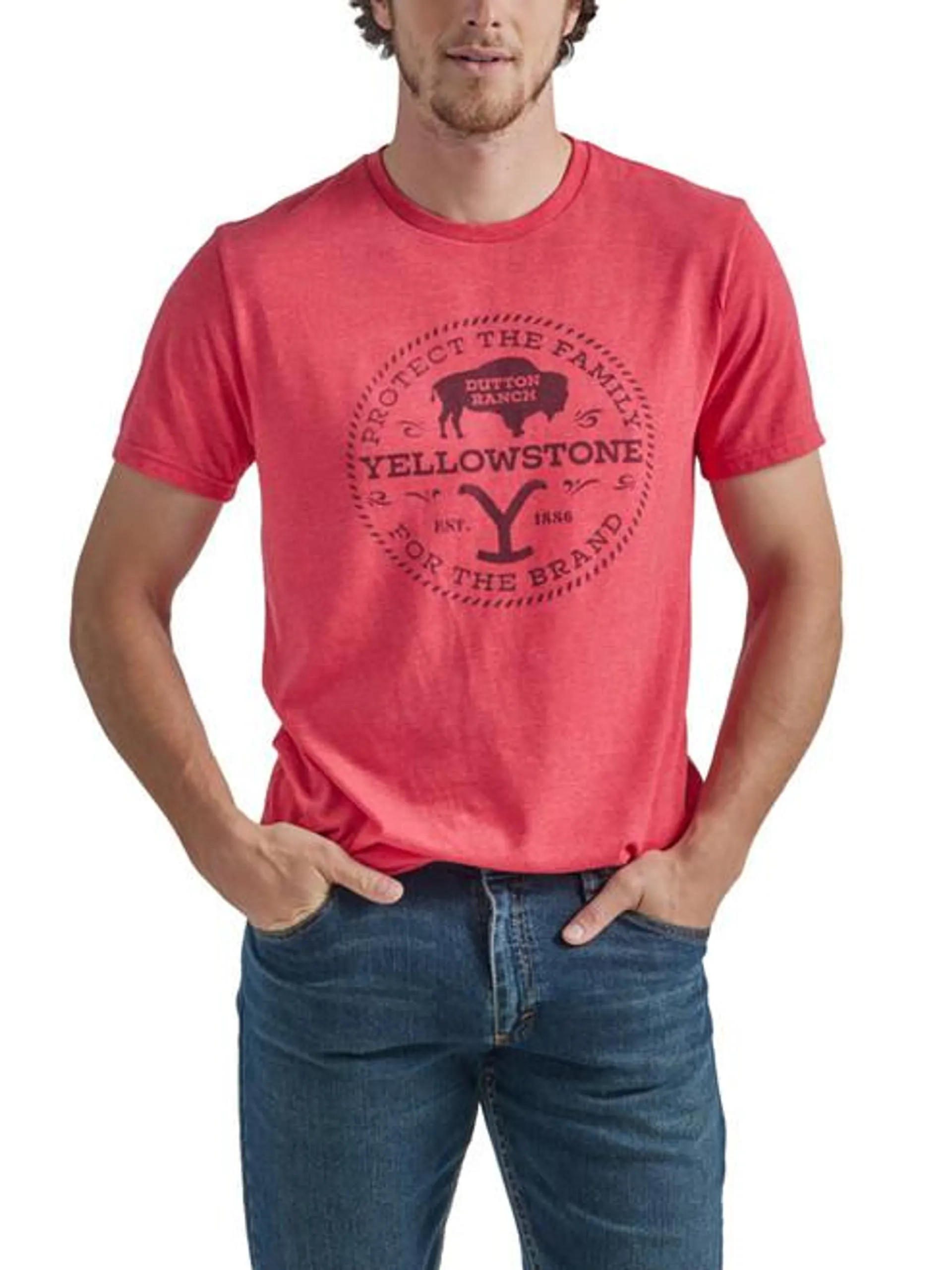 Wrangler X Yellowstone Men's Protect The Family T-Shirt in Red