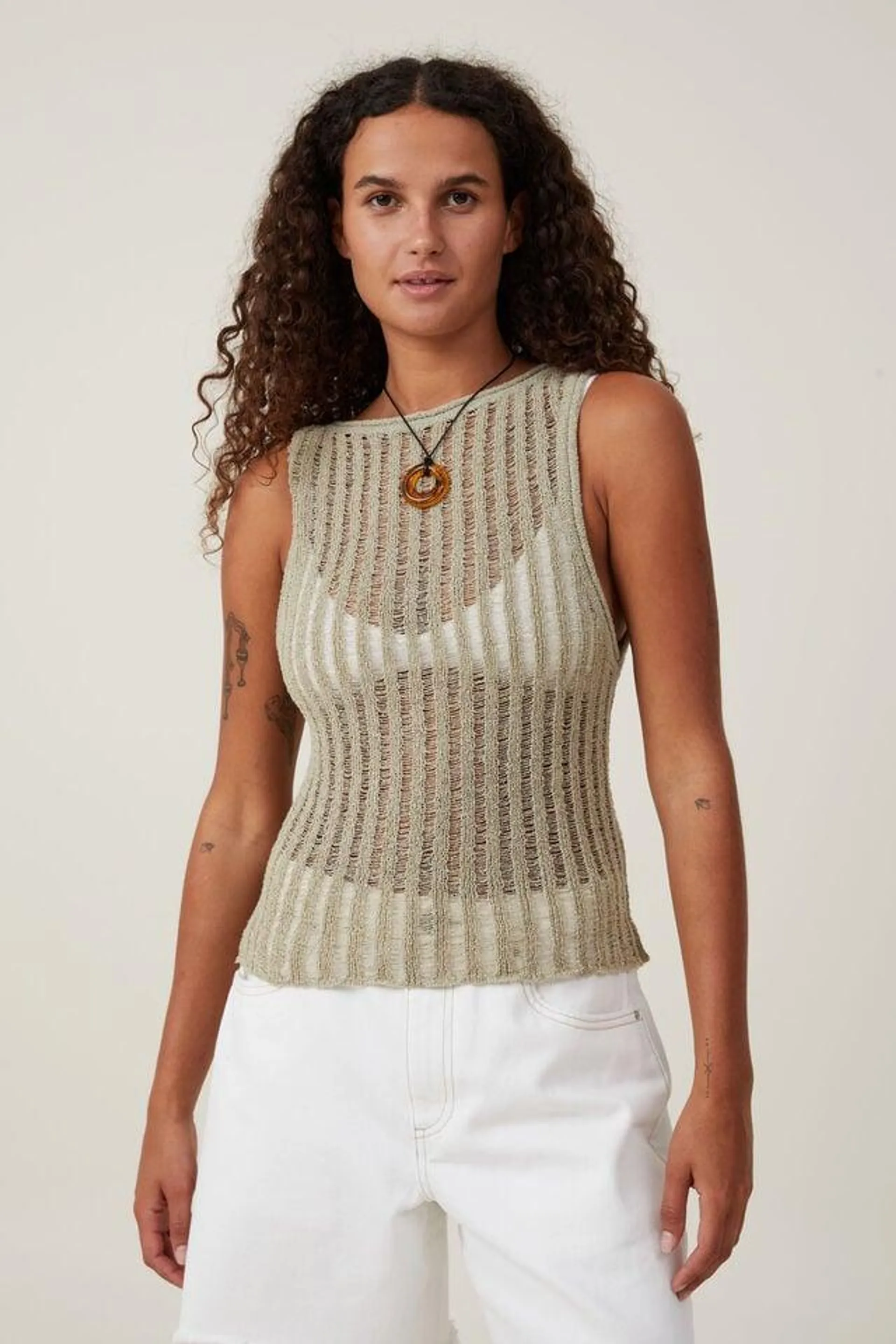 Ladder Knit Boatneck Tank