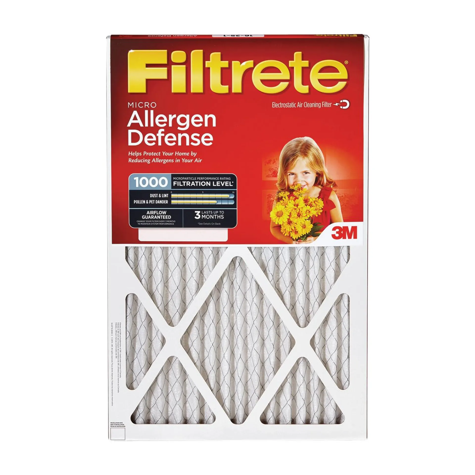 9801DC-6 Micro Air Filter, 25 x 16 x 1, 11 MERV, Pleated Fabric Filter Media