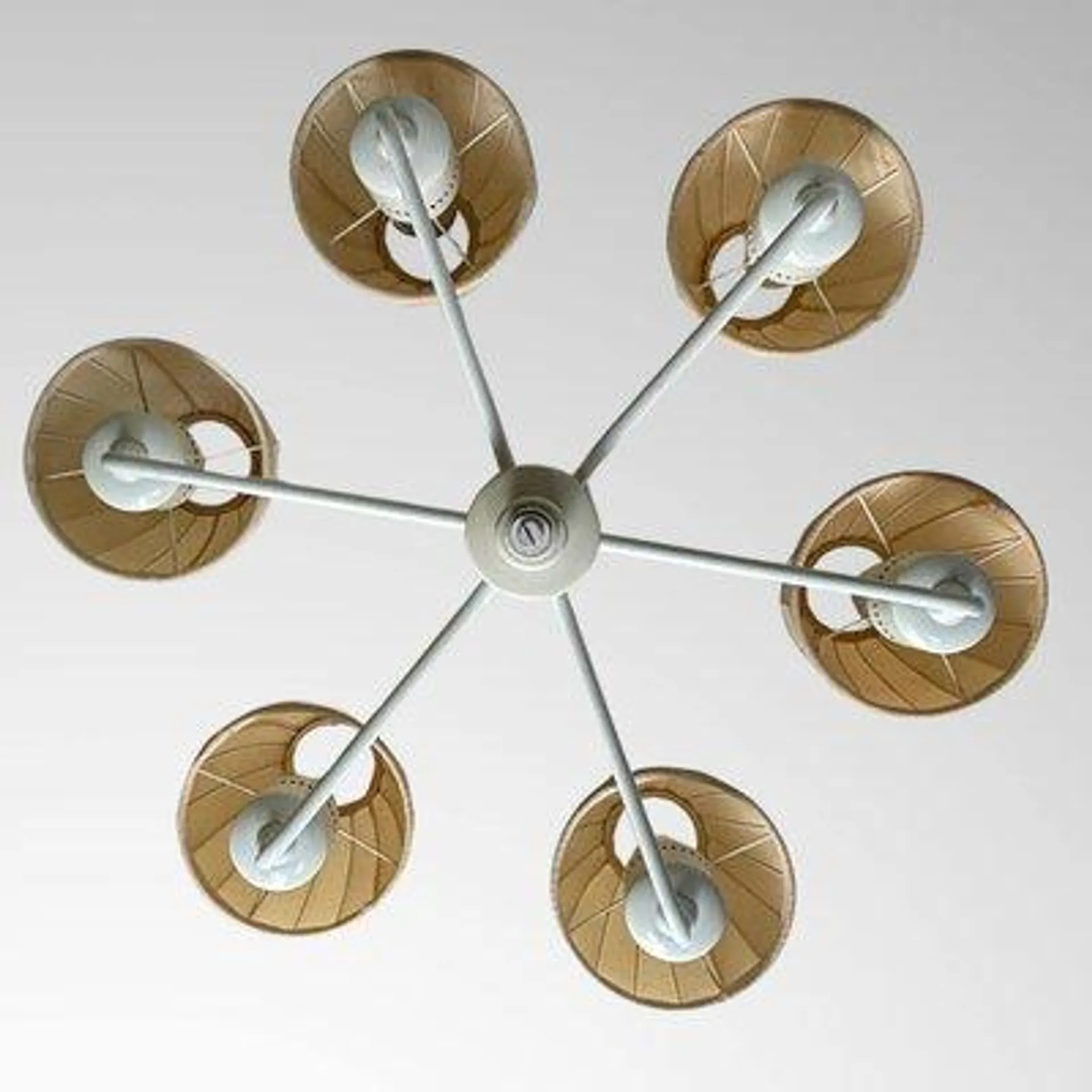 Chandelier T526 with White with Textile Shades by Hans-Agne Jakobsson for Hans-Agne Jakobsson Ab Markaryd, Sweden, 1960s