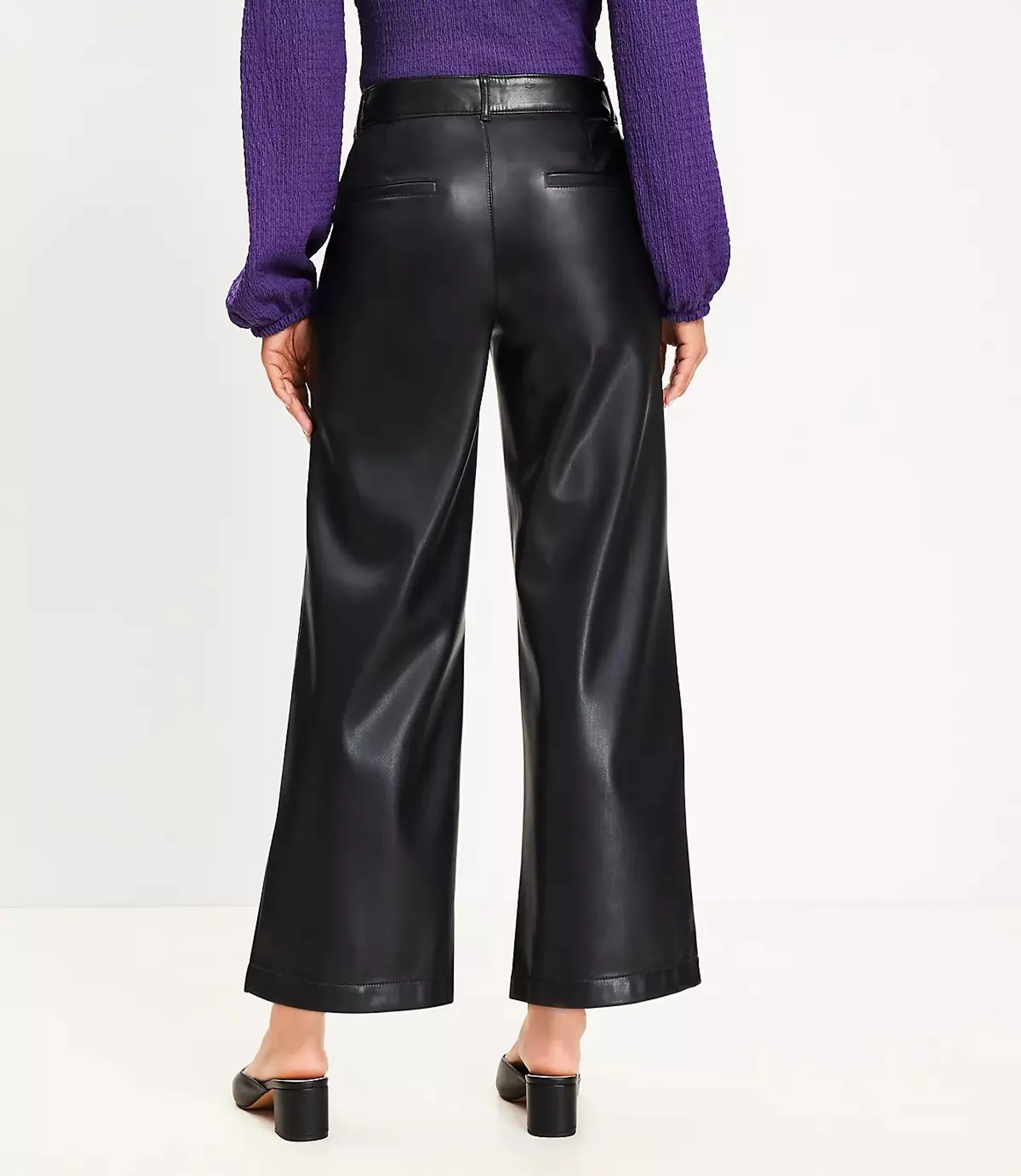 Palmer Wide Leg Crop Pants in Faux Leather