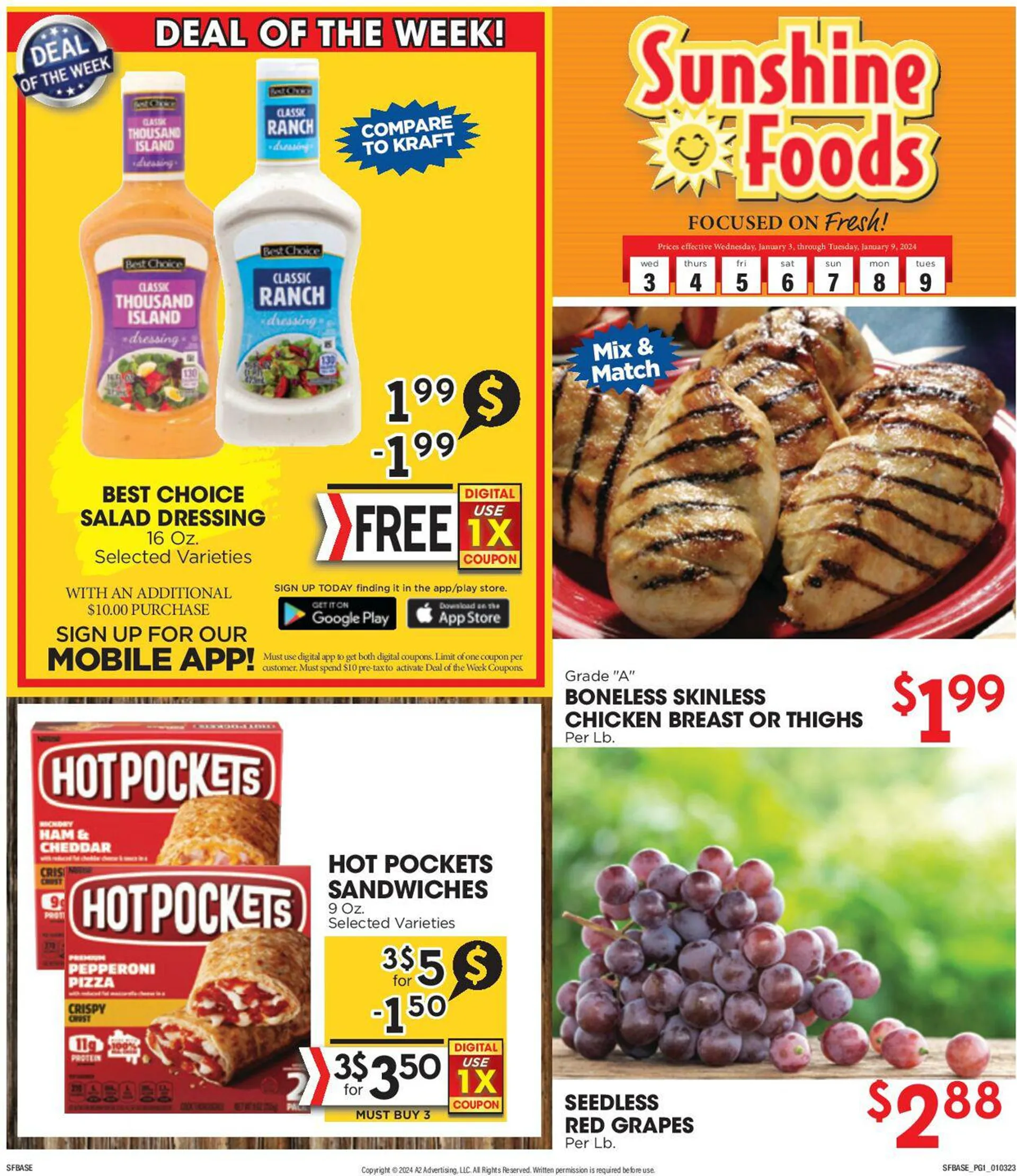 Weekly ad Sunshine Foods from January 3 to January 9 2024 - Page 1