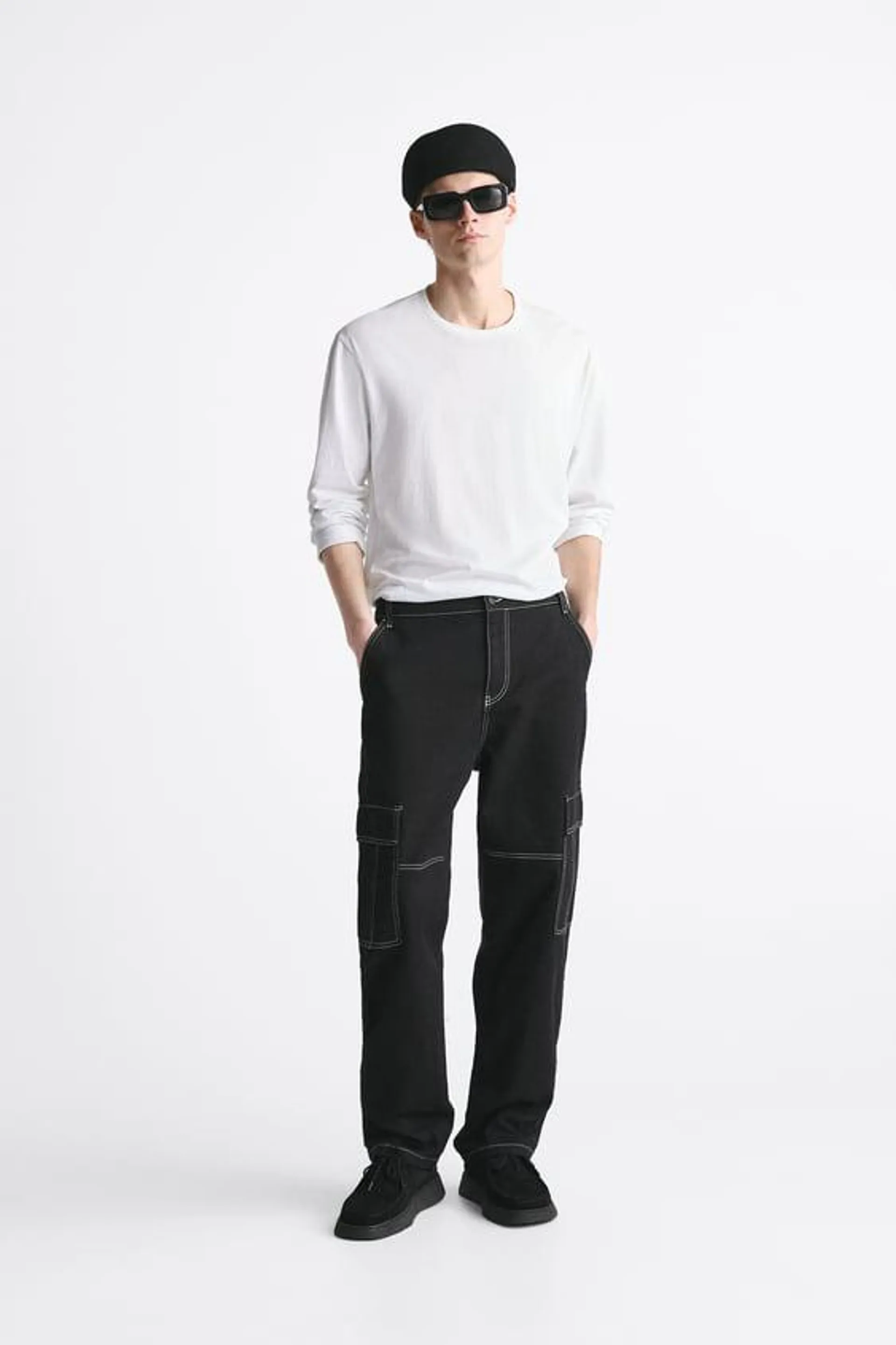 TOPSTITCHED CARGO PANTS