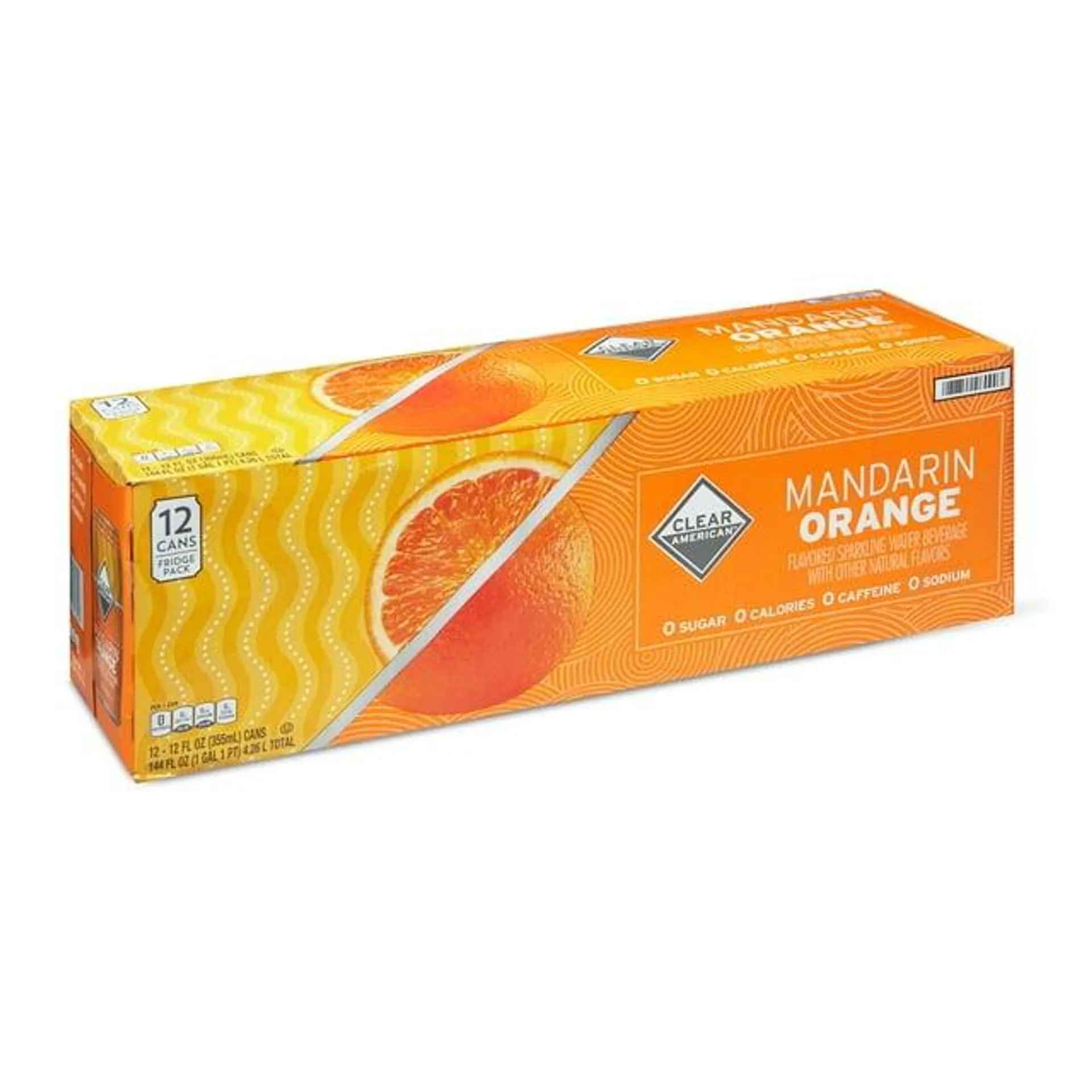 Clear American Sparkling Water, Mandarin Orange, 12 Fl Oz, 12 Ct