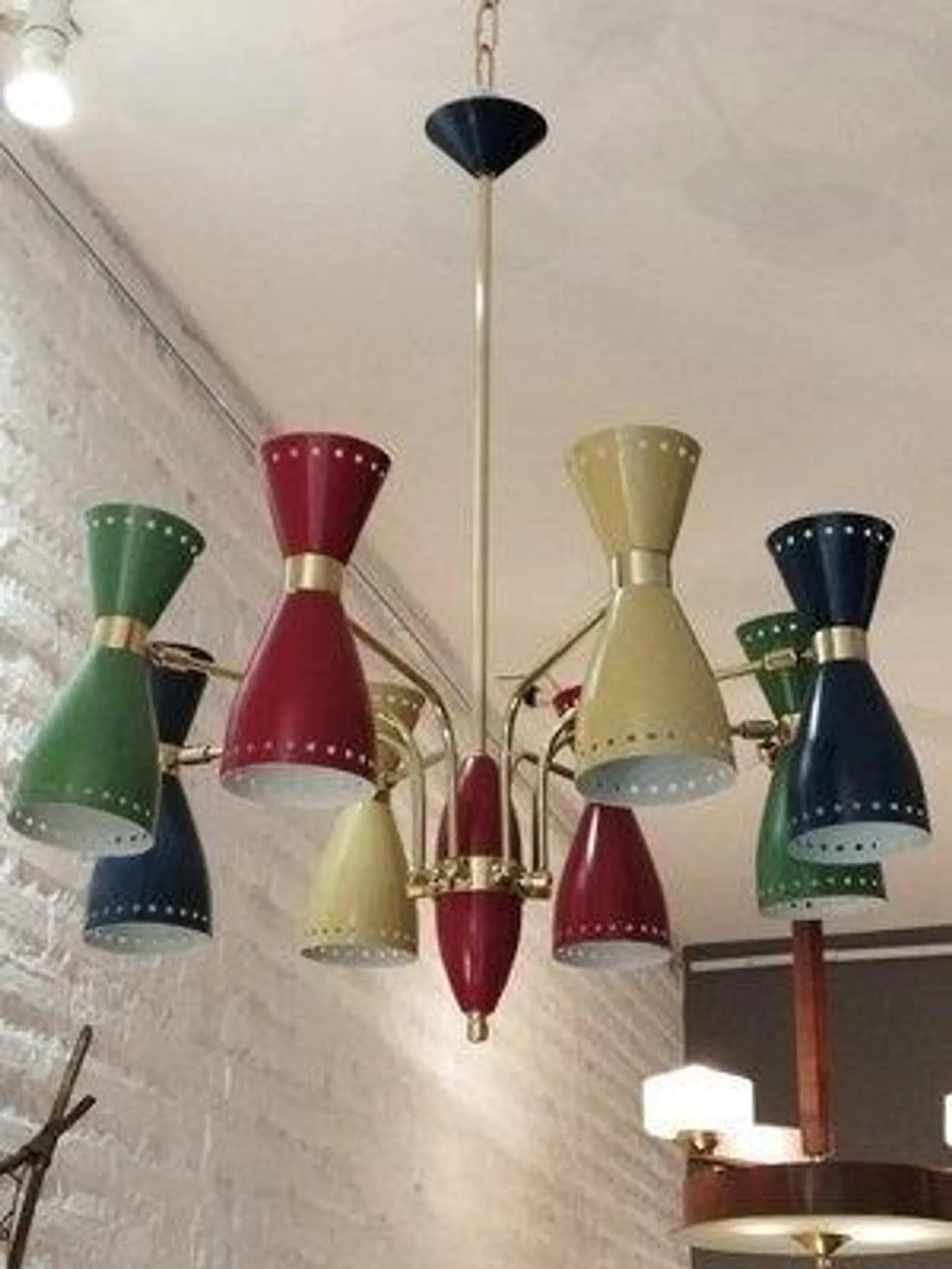 Colorful Suspension Lamp from Stilnovo, Italy, 1950s