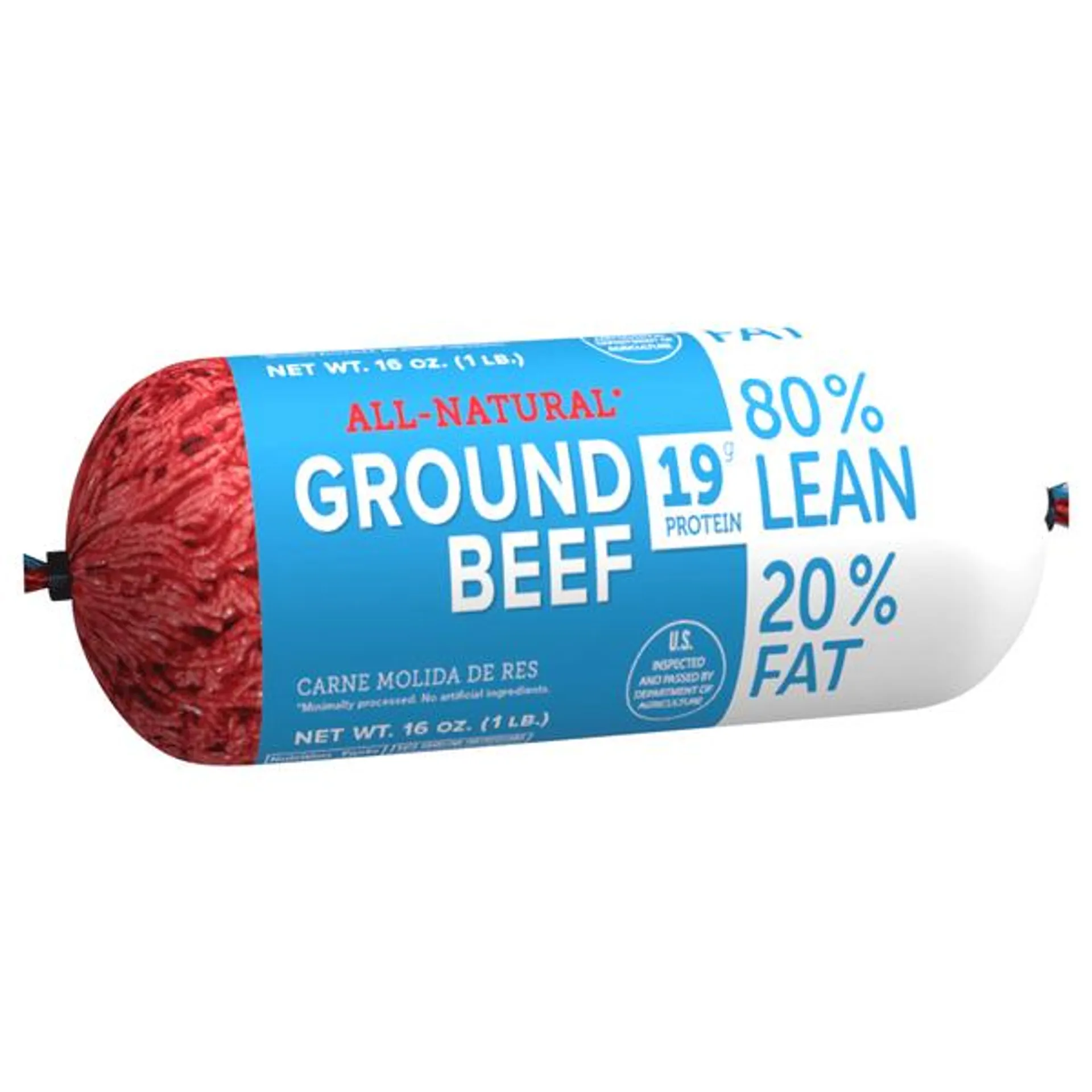 Ground Beef Roll 80% Lean 20% Fat 1 lb. Roll