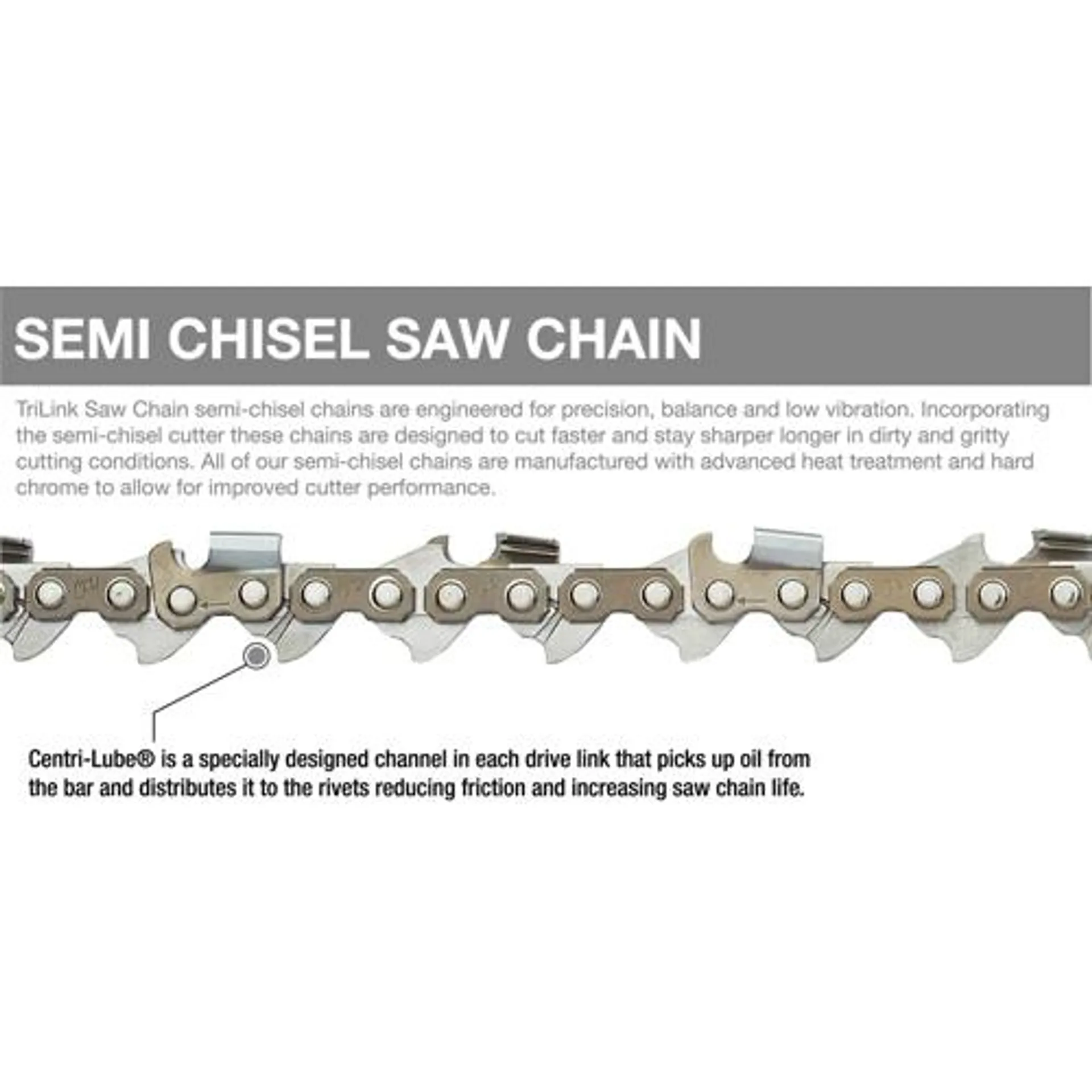 TriLink Semi Chisel Saw Chain 3/8" Pitch .050" ga 56dl