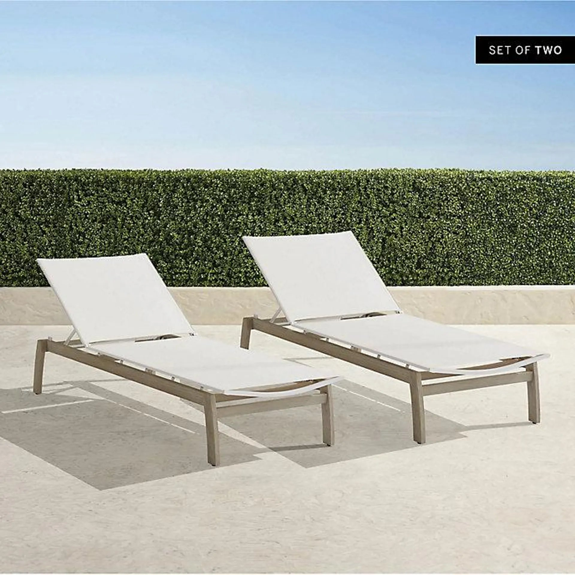 Ibiza Weathered Teak Chaises, Set of Two