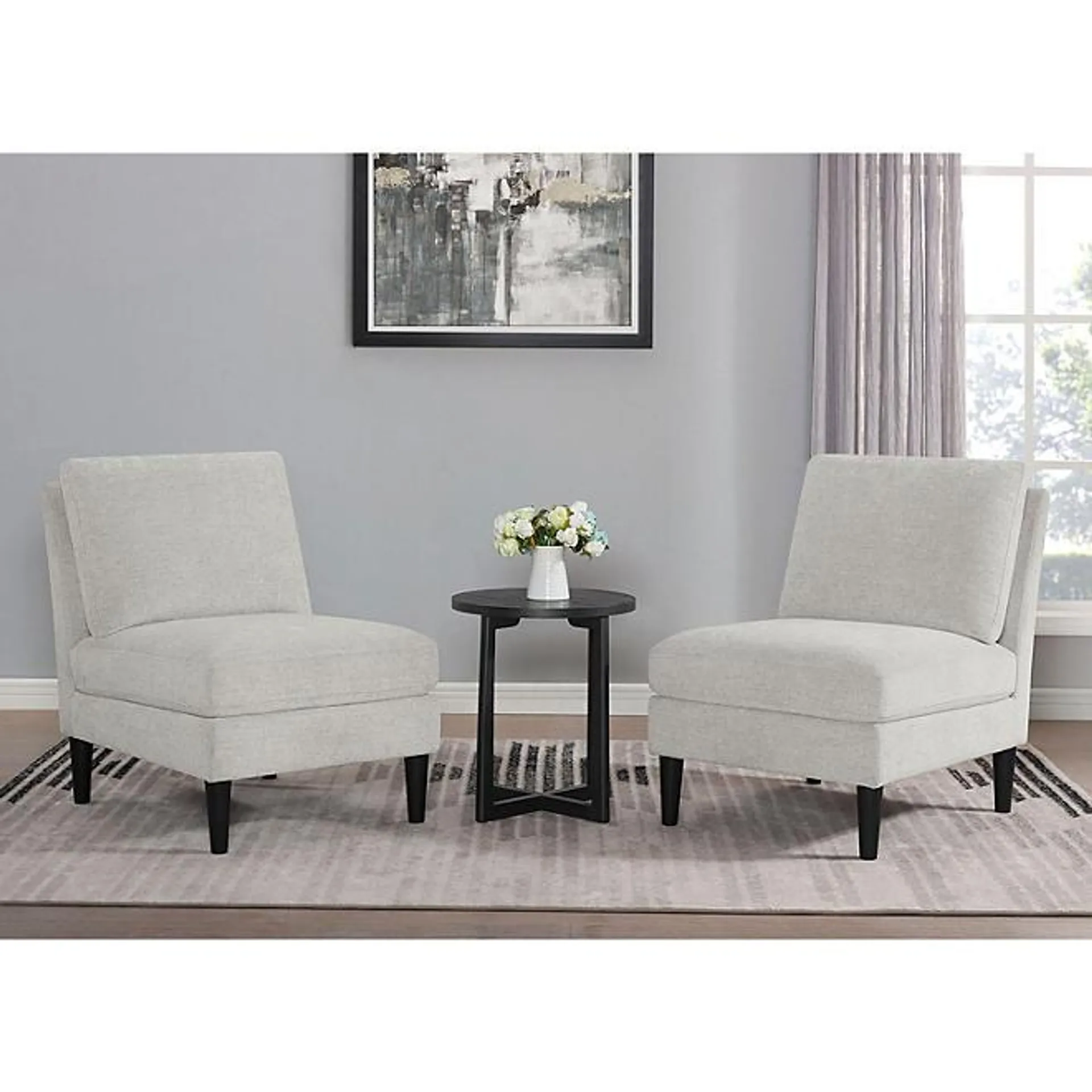 Member's Mark Greyson 3-Piece Chairs and Accent Table Set, Light Gray