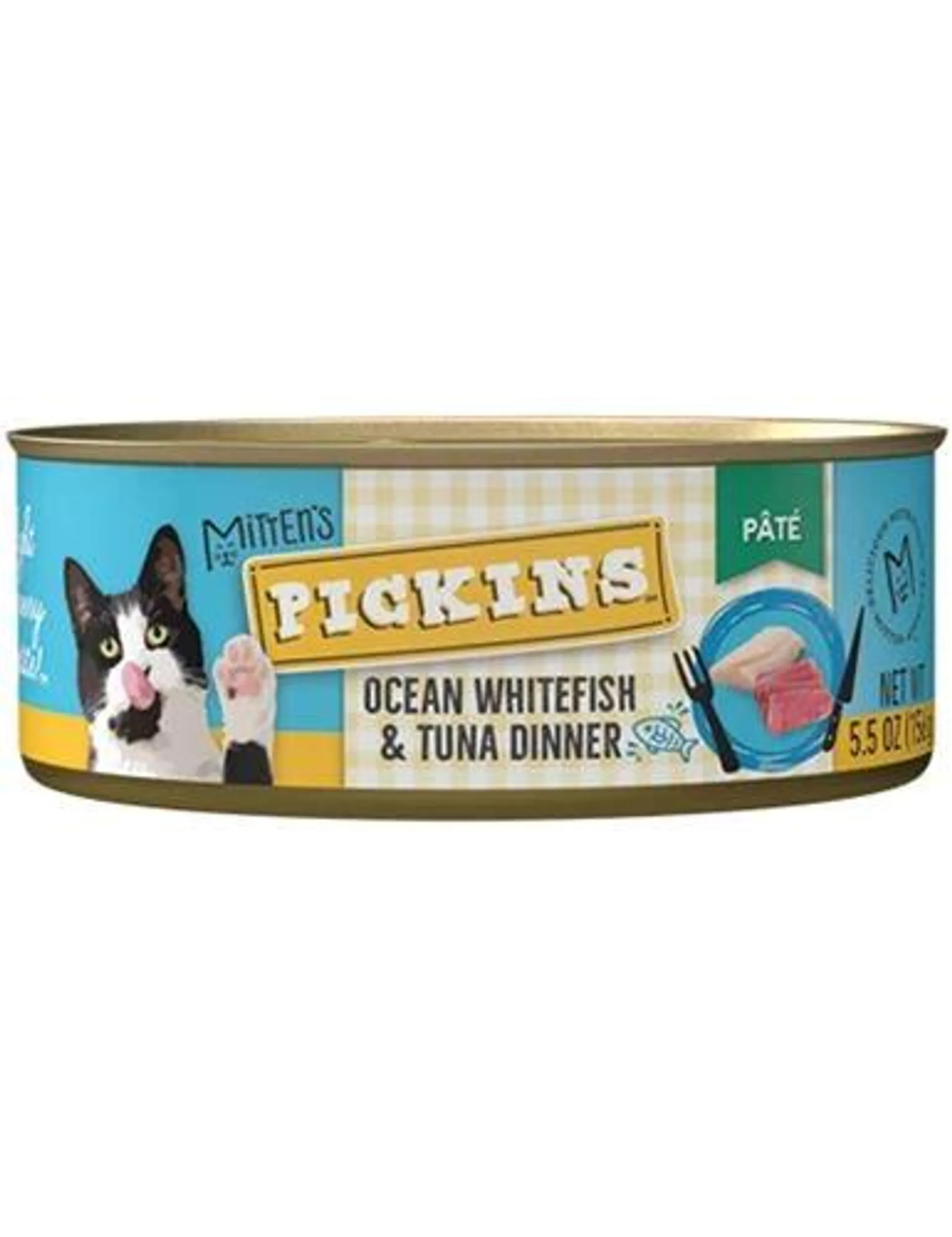 Mitten's Pickins Pâté Ocean Whitefish & Tuna Dinner Wet Cat Food, 5.5 Ounces