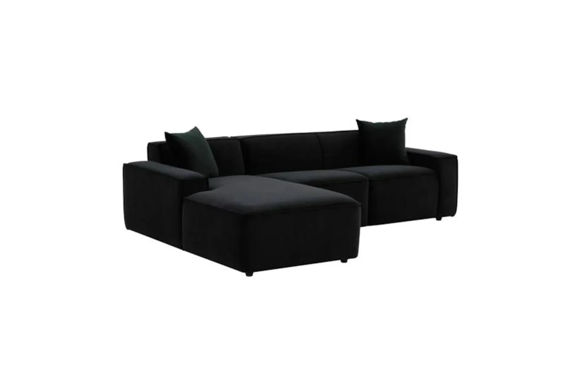 Olafur Black Velvet Fabric 2 Piece Sectional with Left Arm Facing Chaise