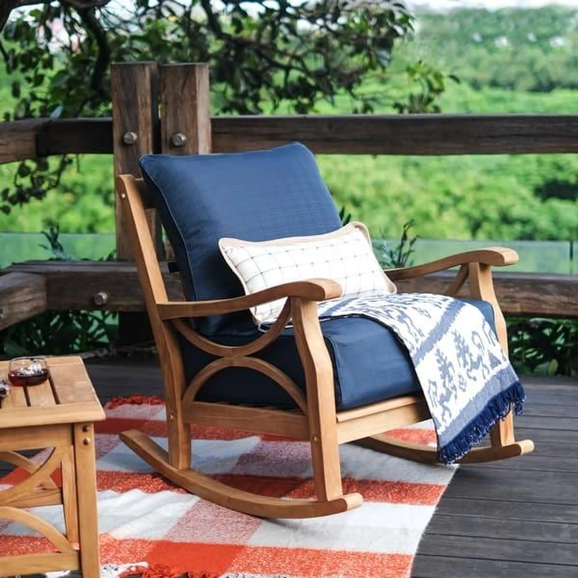 Cambridge Casual Lowell Teak Patio Rocking Chair