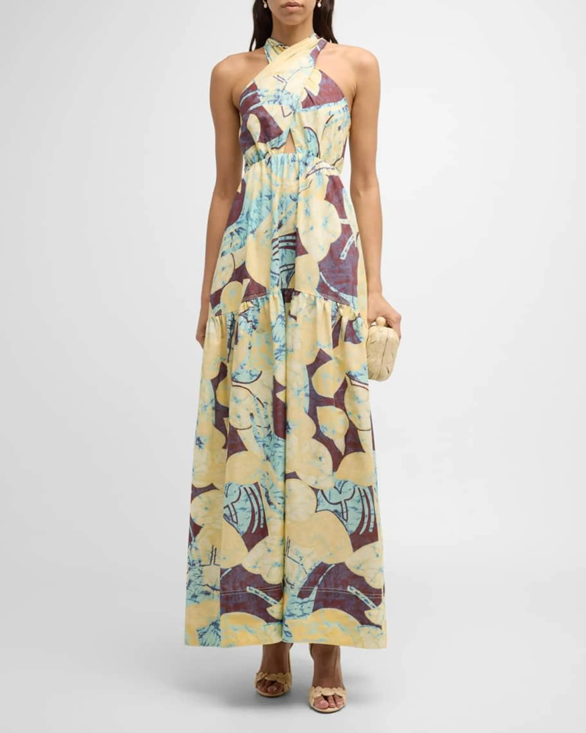 Veronica Printed Halter Maxi Dress