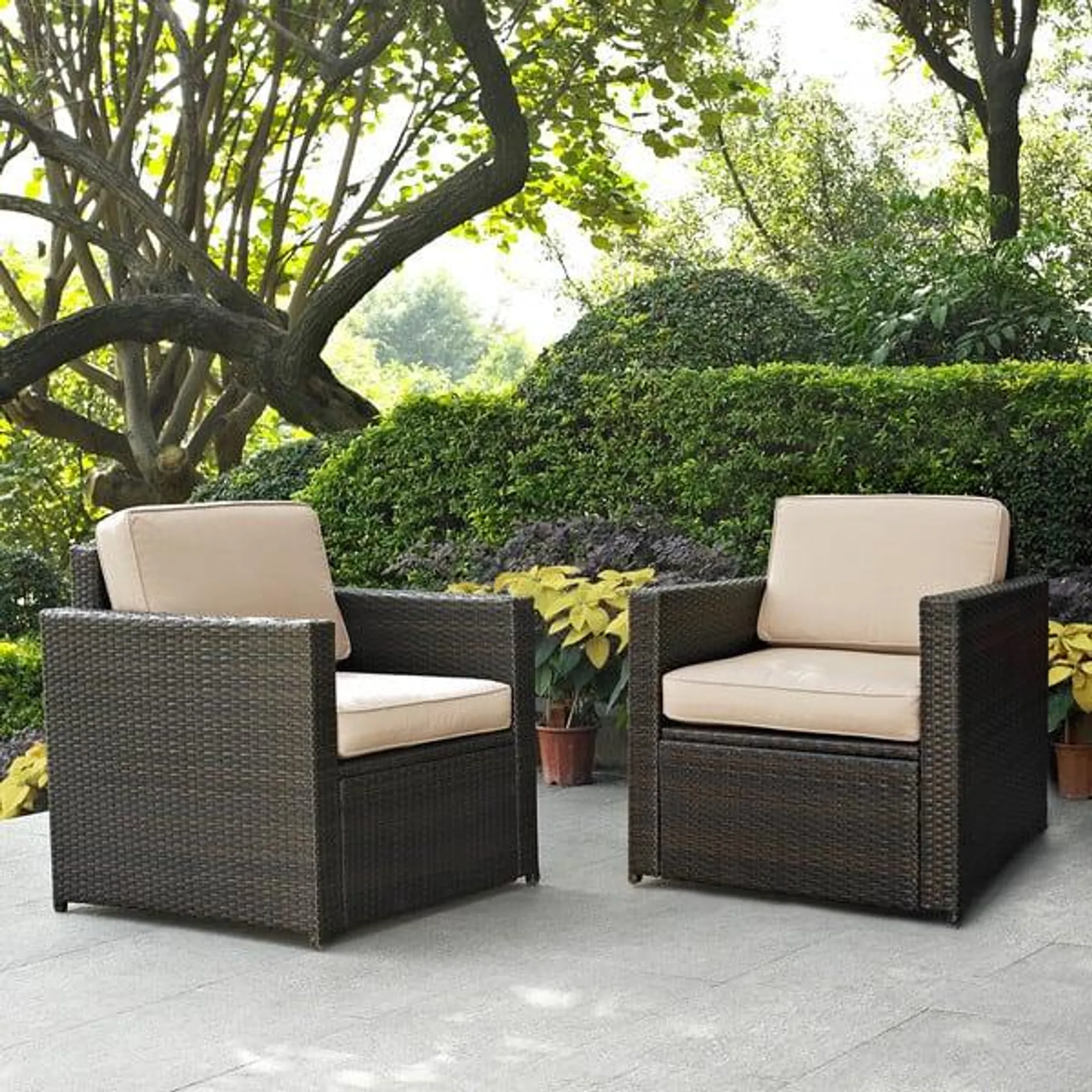 Palm Harbor 2 Piece Outdoor Wicker Seating Set With Sand Cushions