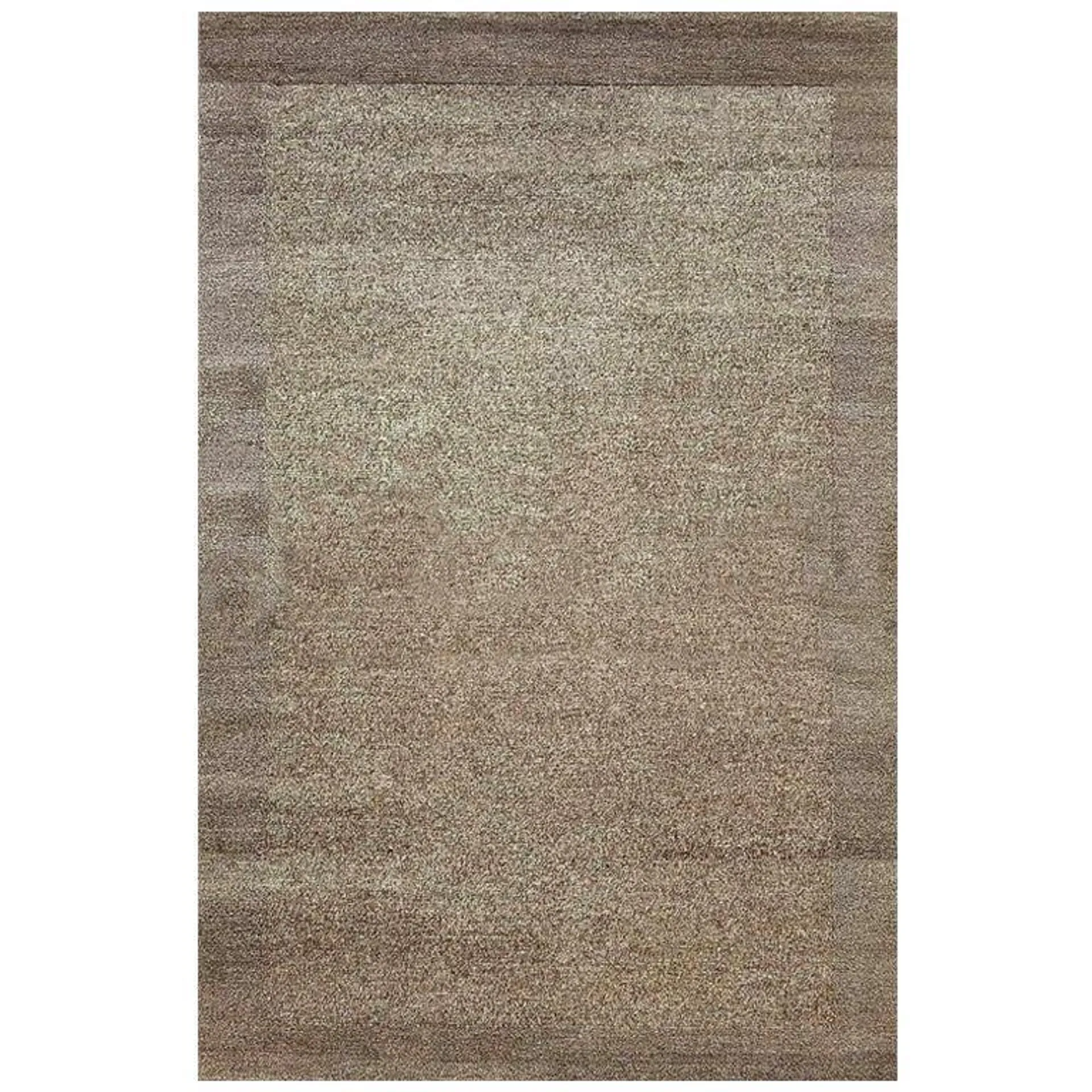 Plain Area Rug in Mix of Brown with Border, Handmade of Wool, "Tomer"