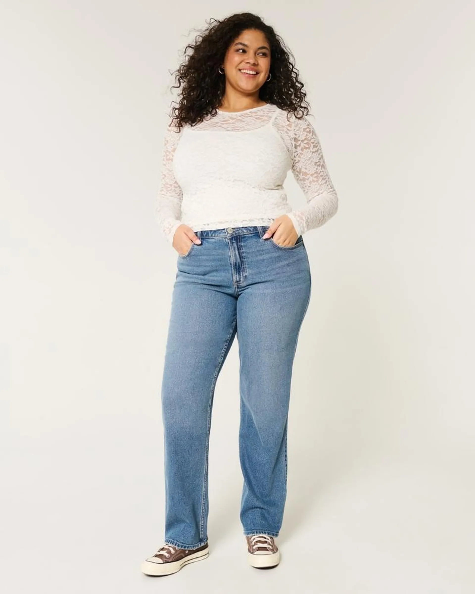 Curvy High-Rise Medium Wash Straight Jeans