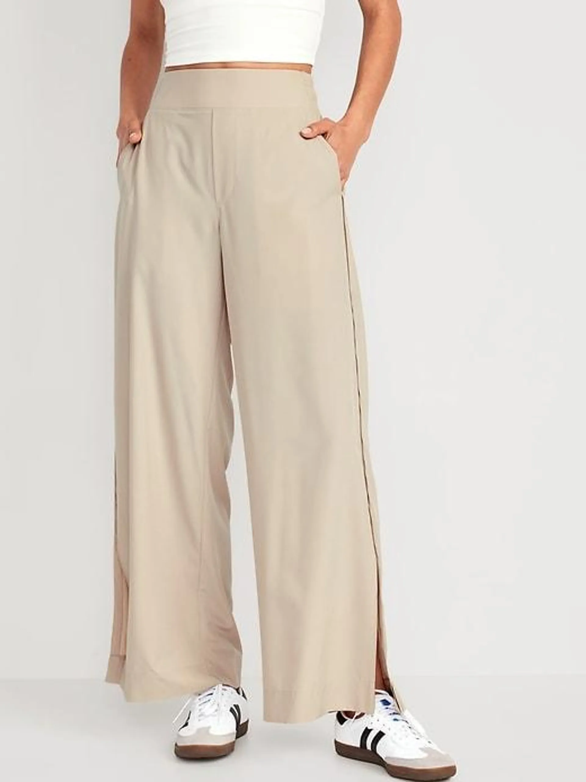 High-Waisted StretchTech Wide-Leg Pants