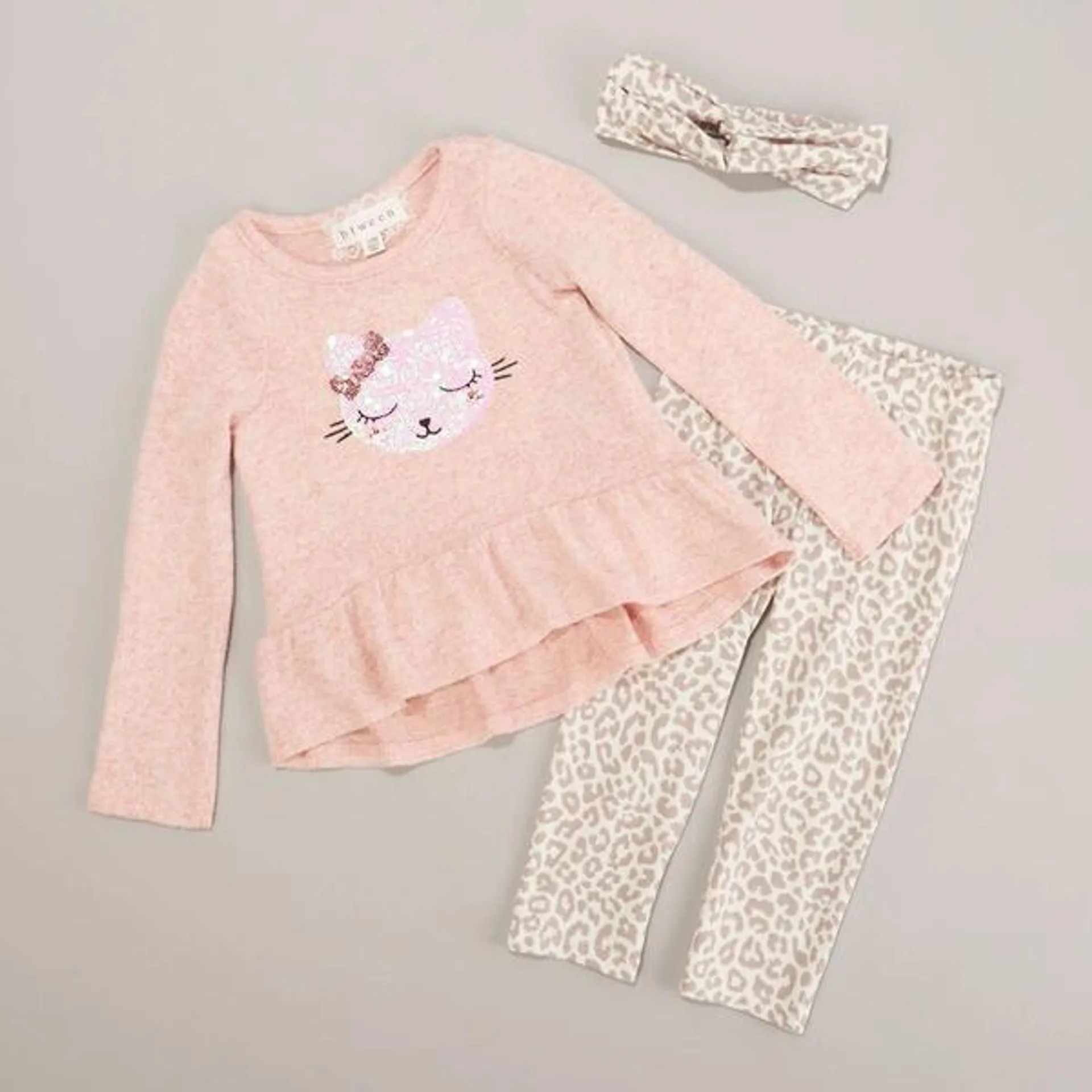 Baby Girl (12-24M) BTween® Kitty Ruffled Top & Leggings Set