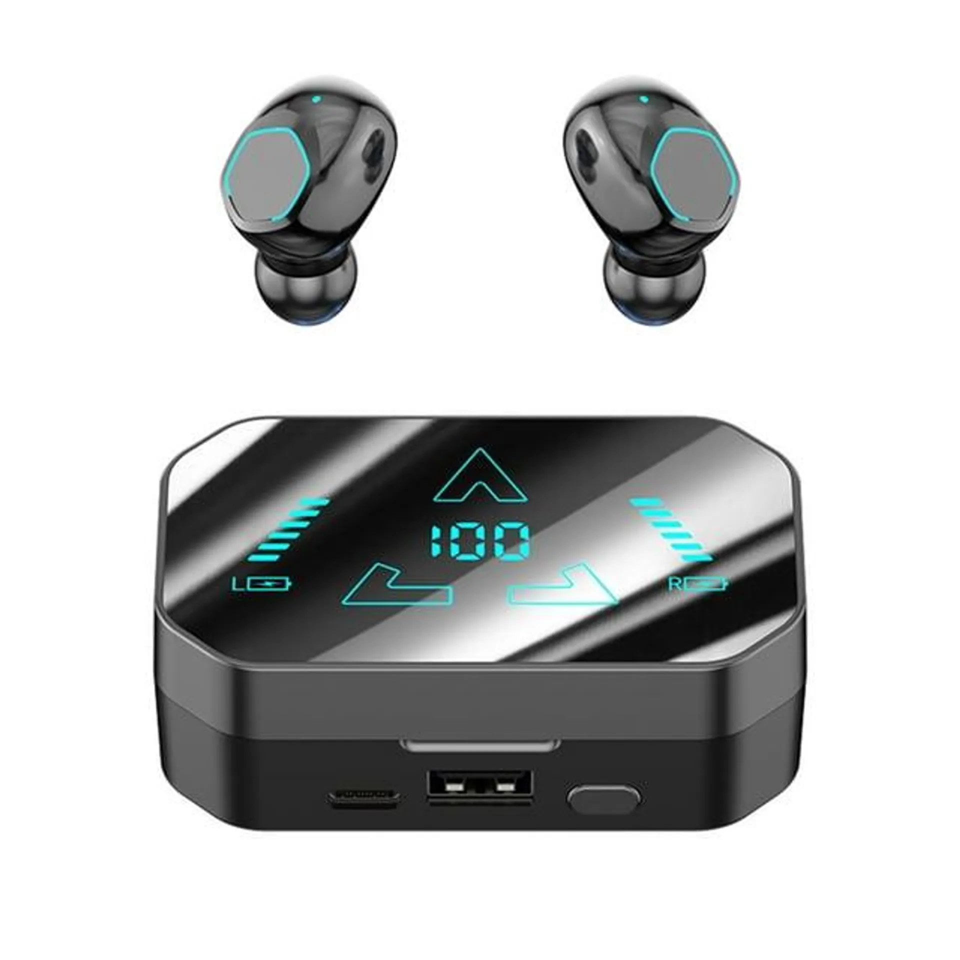 FNYOXU Wireless Earbuds Headset Bluetooth Headphones Wireless Earbuds, with 95Hr Running-Time Sports Ear Buds Digital Display Charging Case, IPX4 Water Proof, with Flashlight Earphone