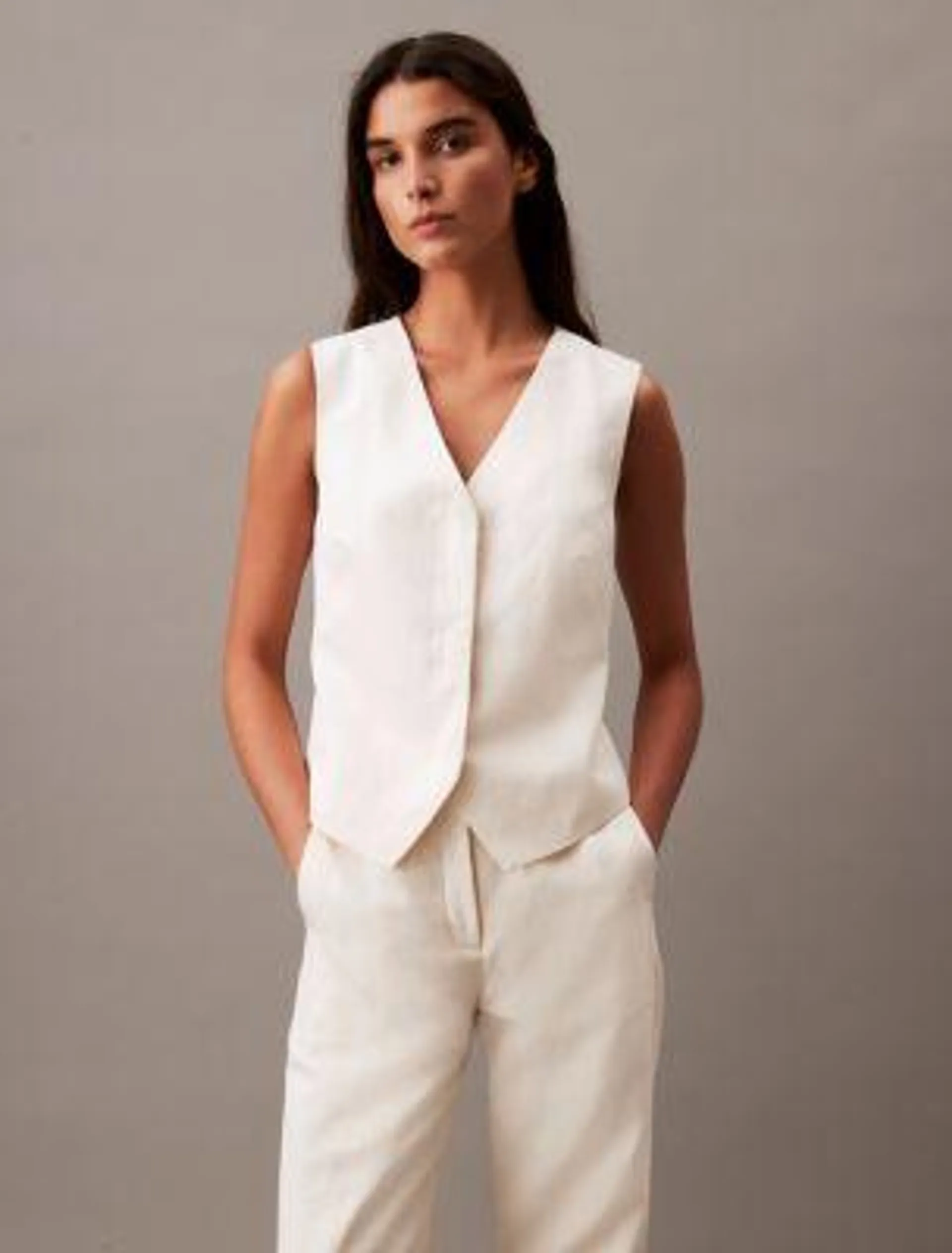 Linen Blend Short Vest