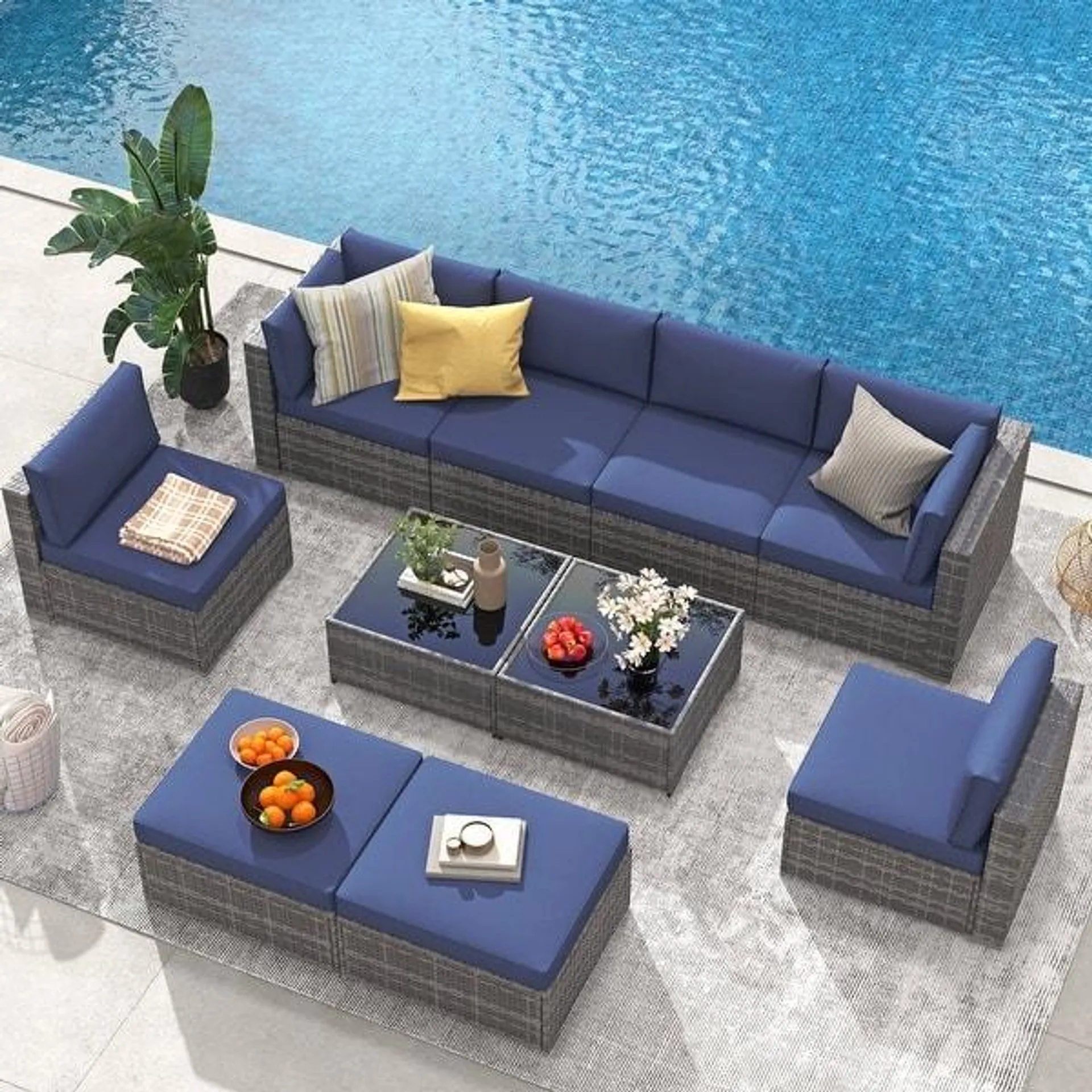 10-piece Wicker Sectional Sofa Set