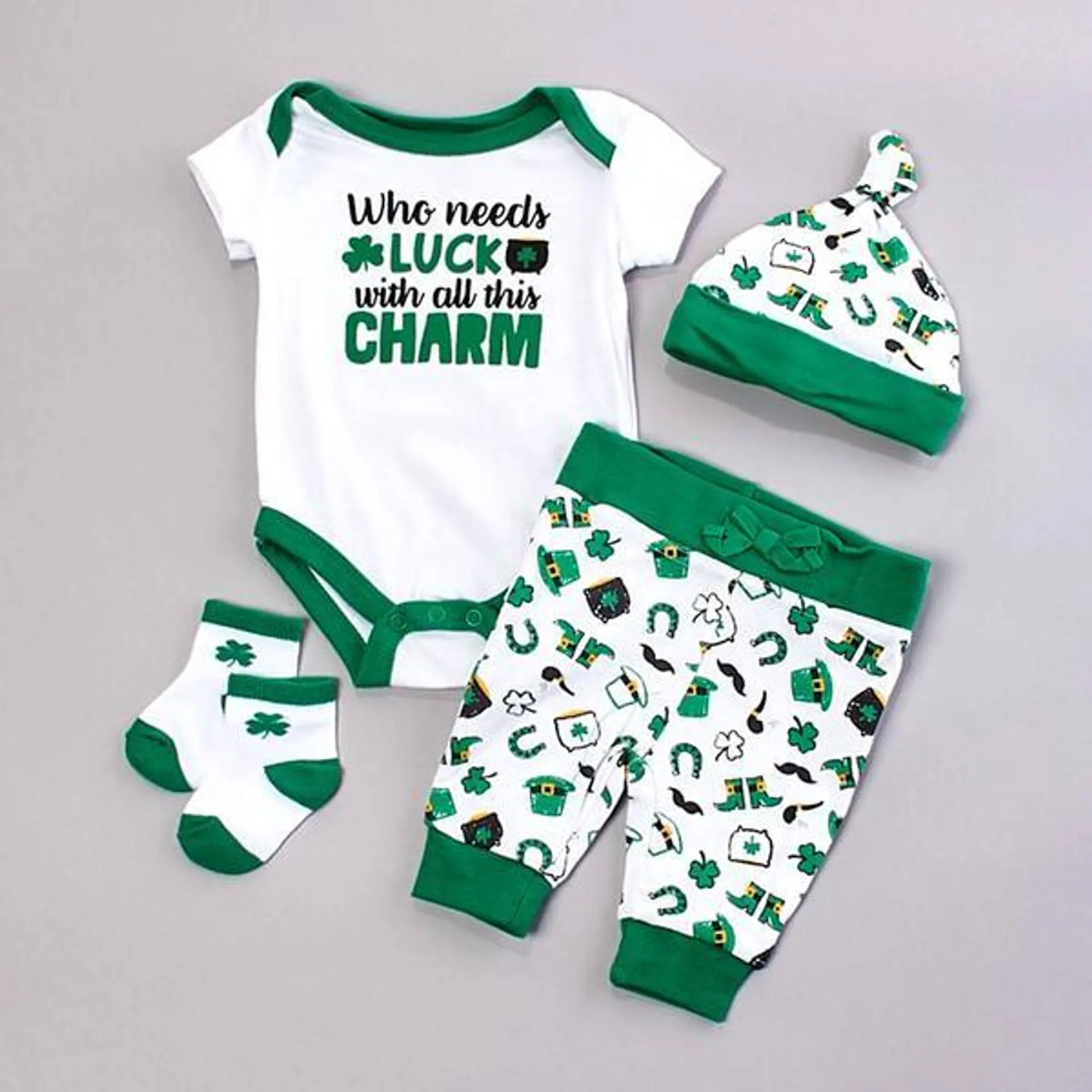 Baby Unisex (3-9M) Baby Essentials® 4pc. St. Patty Luck Charm Set