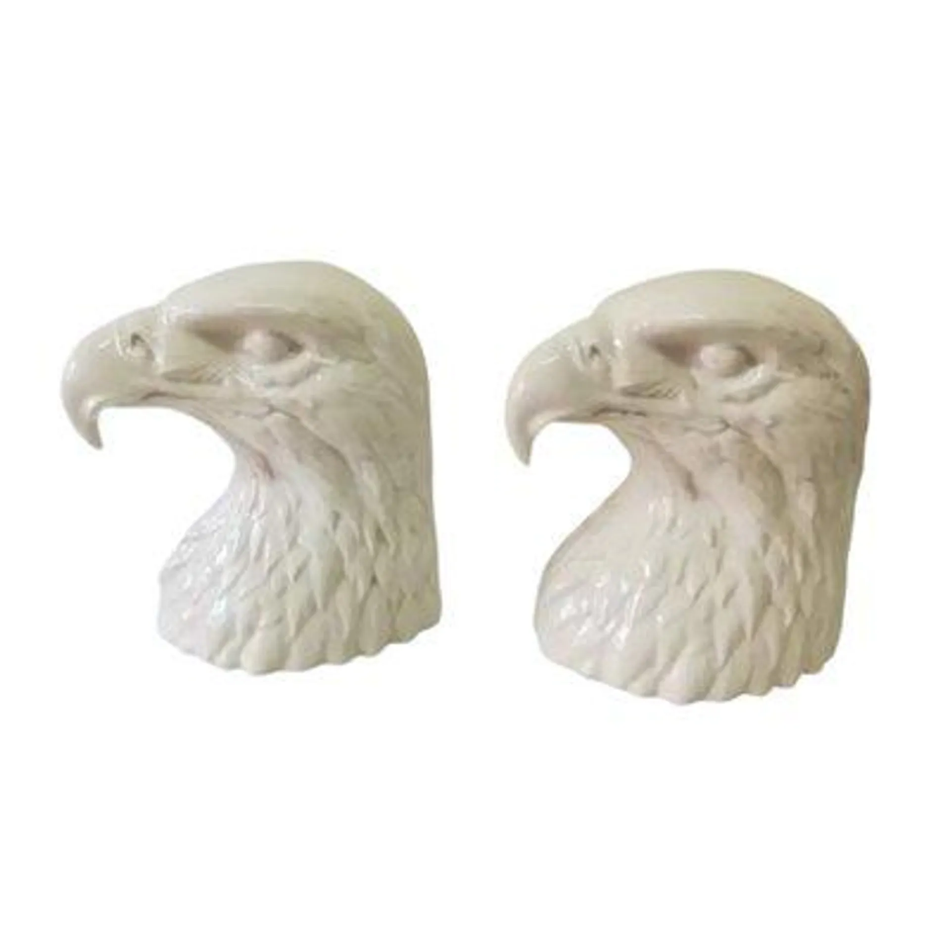 Vintage Spanish Sculptures of Eagles on White Ceramic by Hispania, 1980s, Set of 2