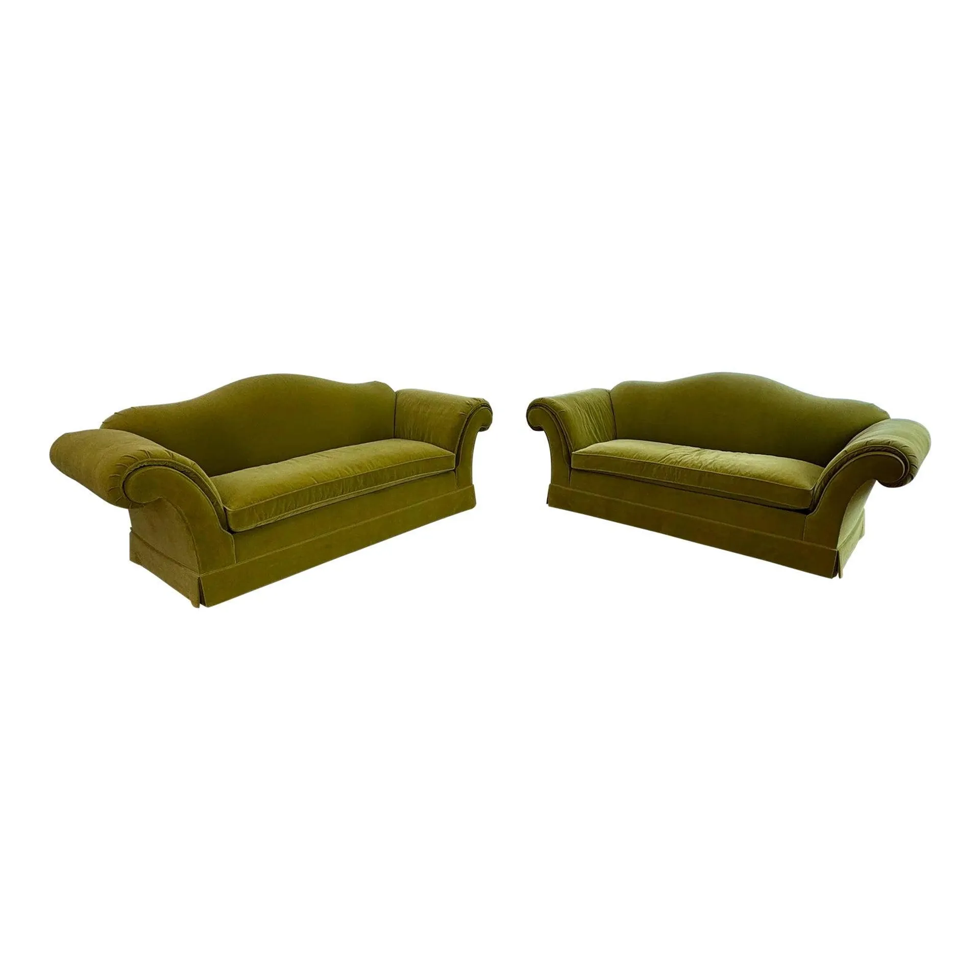 1992 Baker Camel Back Sofa Set 803-88, Two Identical Sofas