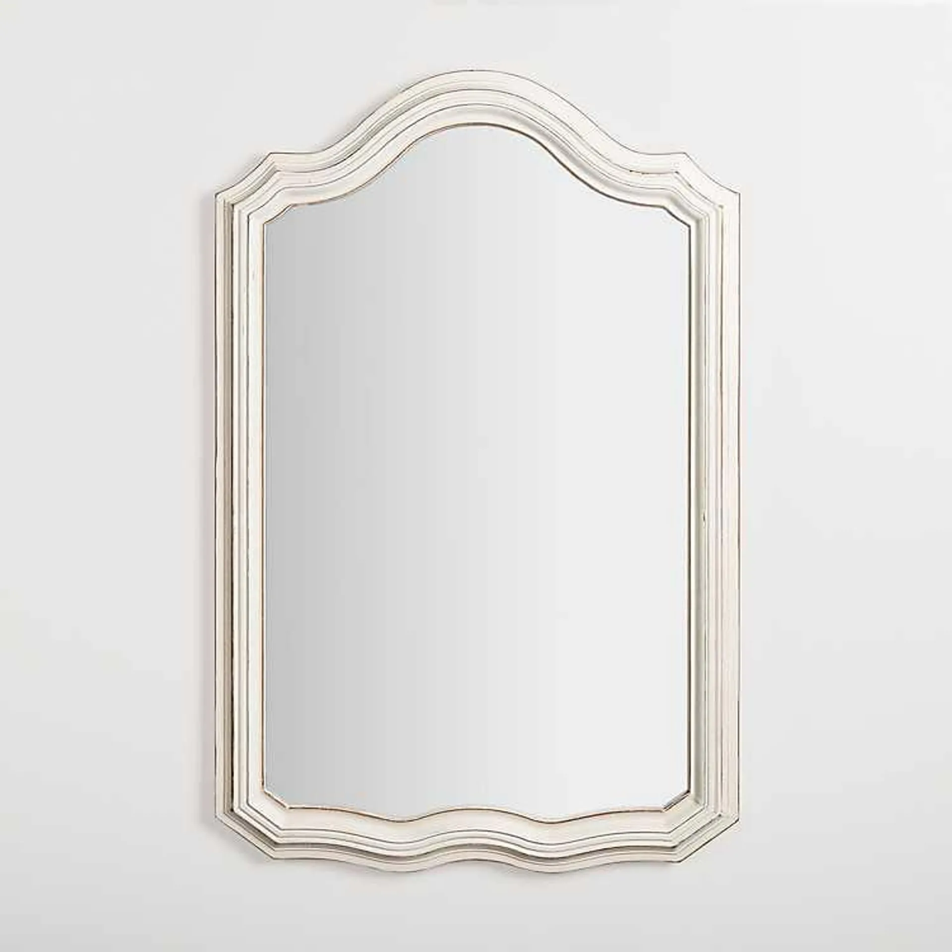 White Wood Scalloped Edge Mirror